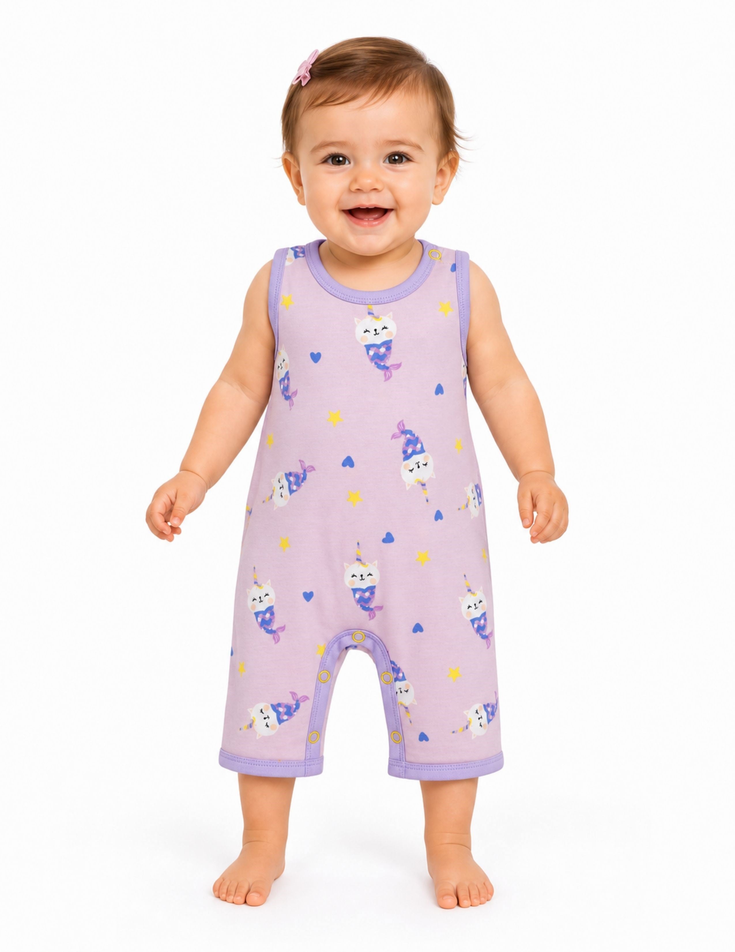 Merkitty Kız Bebek Pembe Kolsuz Tulum