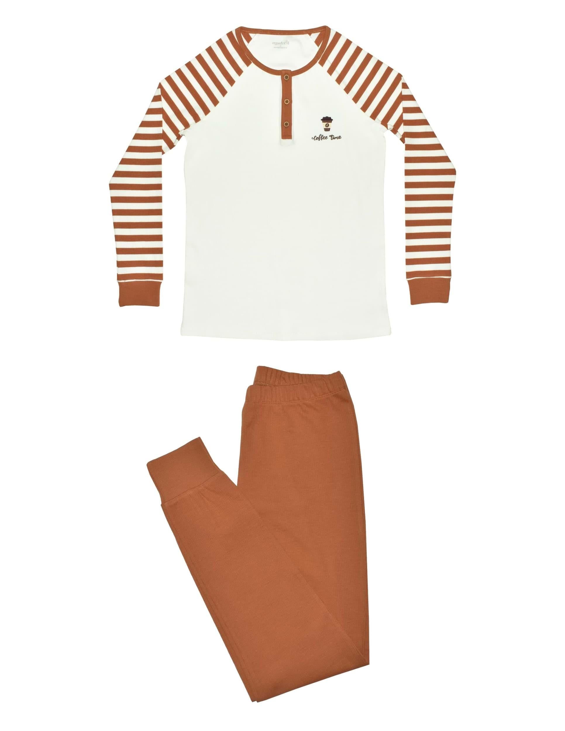 Mocha Kadın Kahverengi/Krem Reglan Pijama Takımı