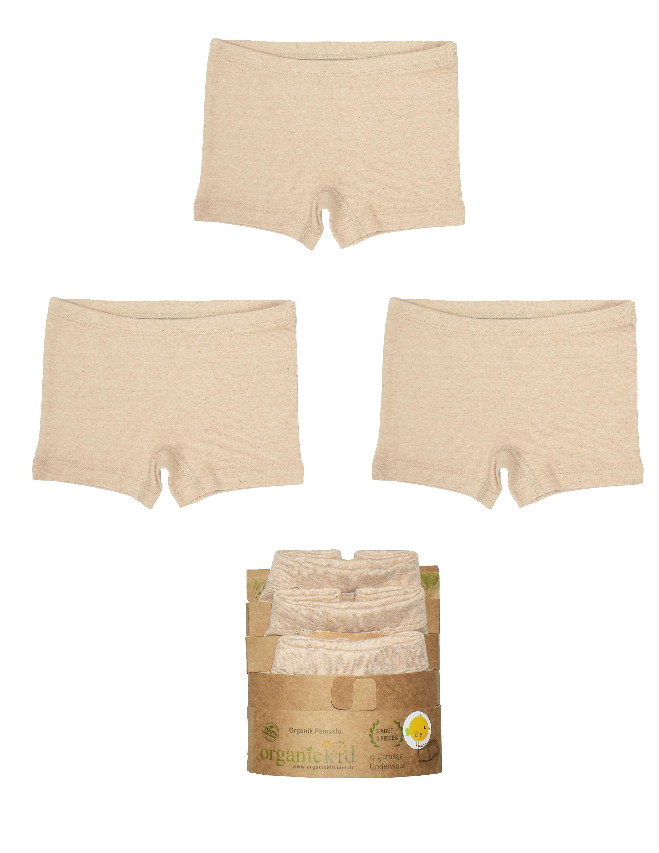 Natural Cotton Kız Çocuk Ekru Boxer Set 3'lü