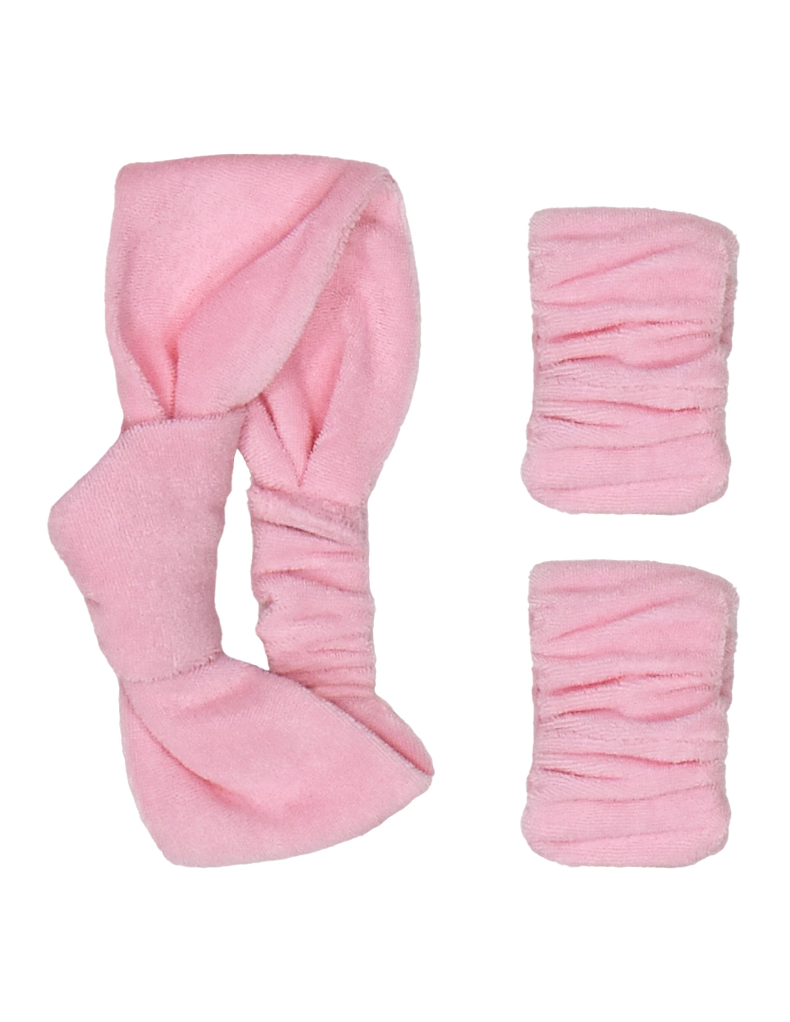 Towel Kadın Pembe Saç Bandı-Bileklik 2'li Set