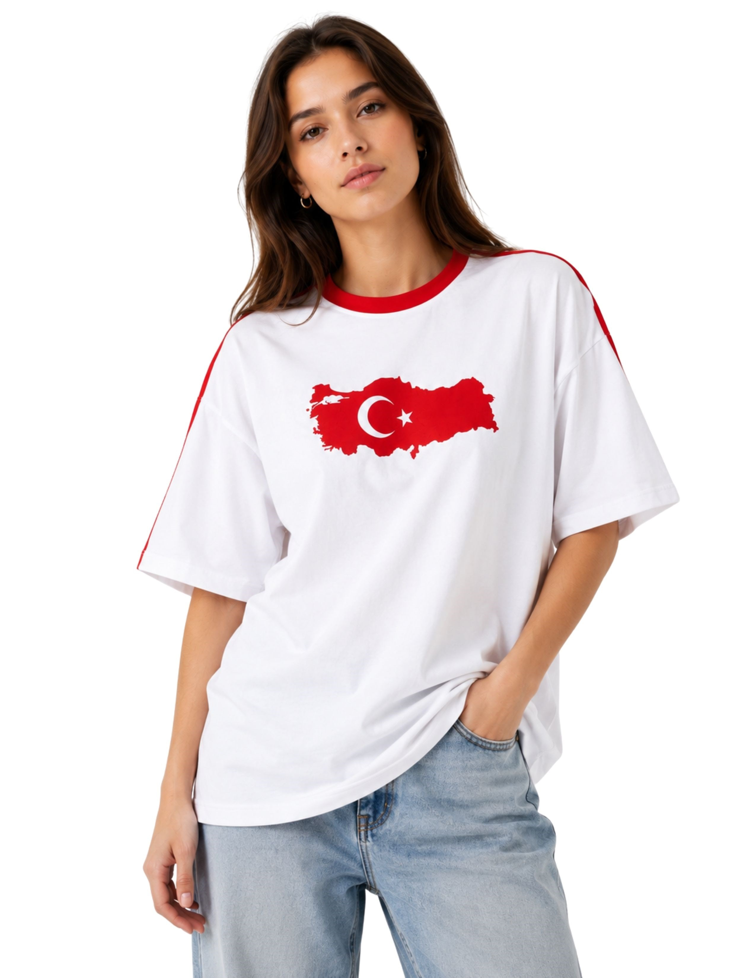 Türkiye Unisex Beyaz Baskılı T-shirt
