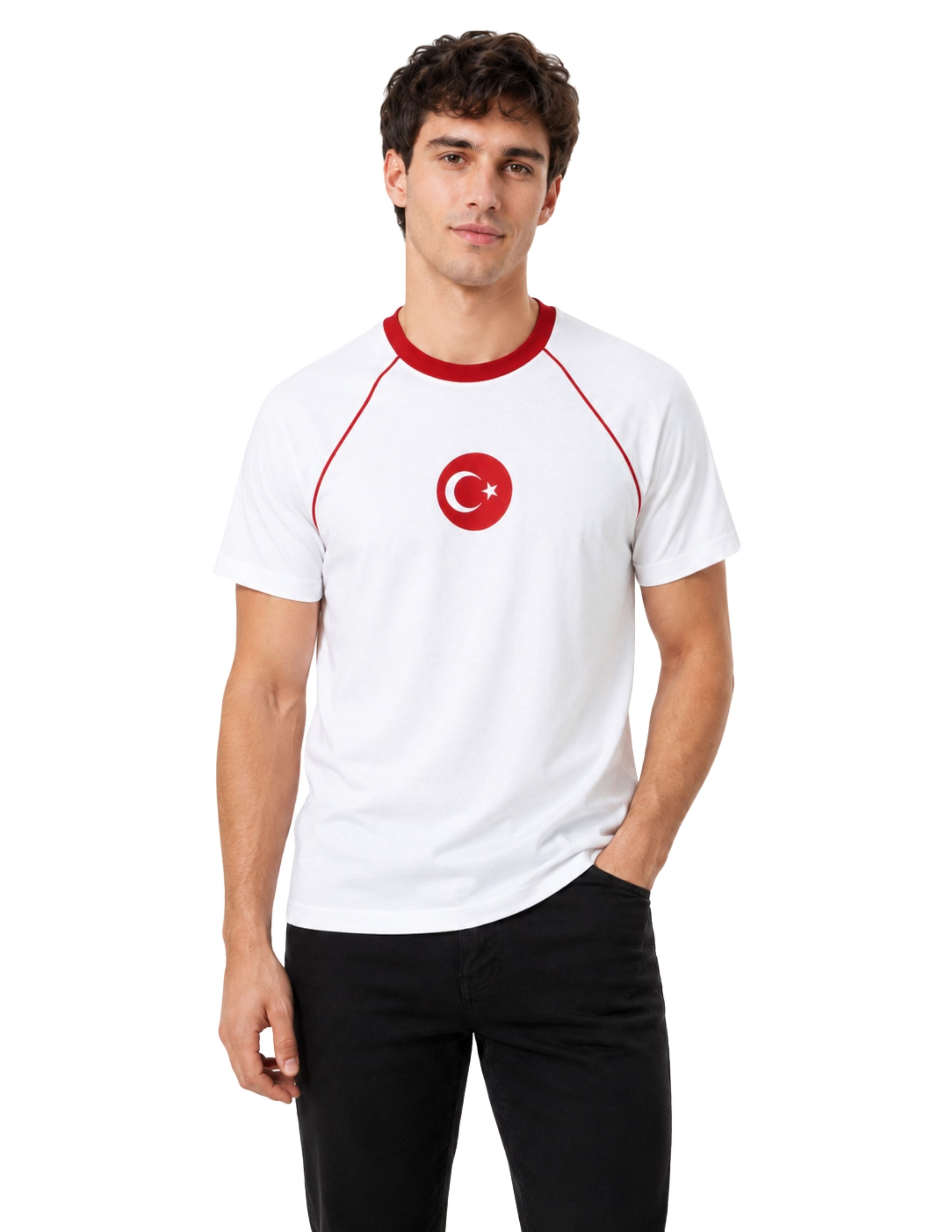 Türkiye Unisex Beyaz Reglan Kol Baskılı T-shirt