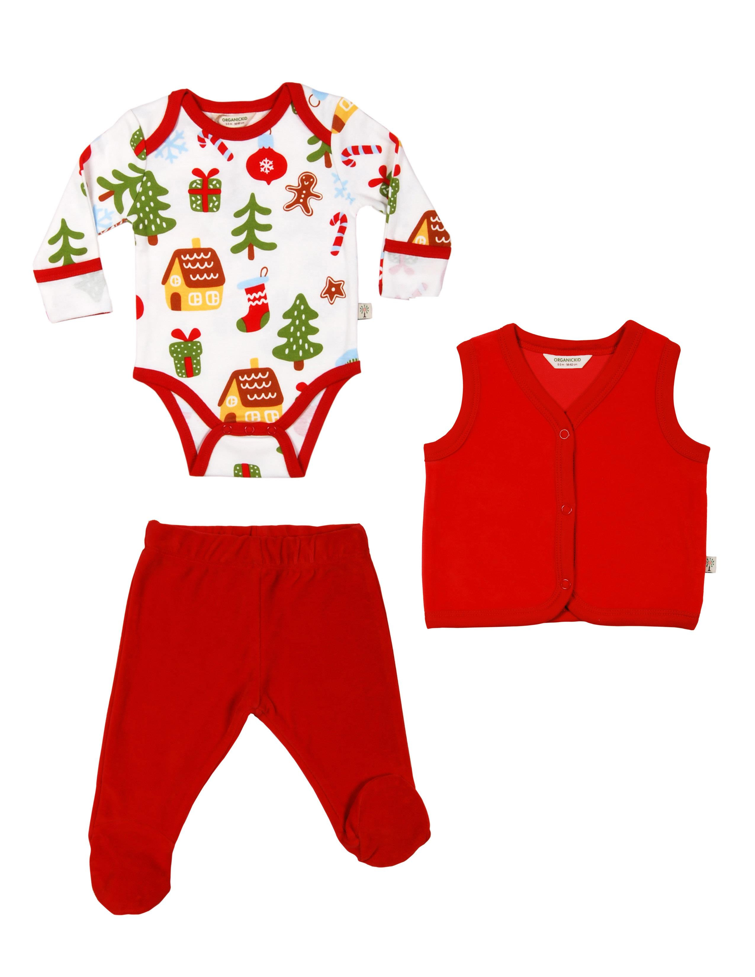 Very Merry Bebek Body Pantolon Yelek Seti 3lü