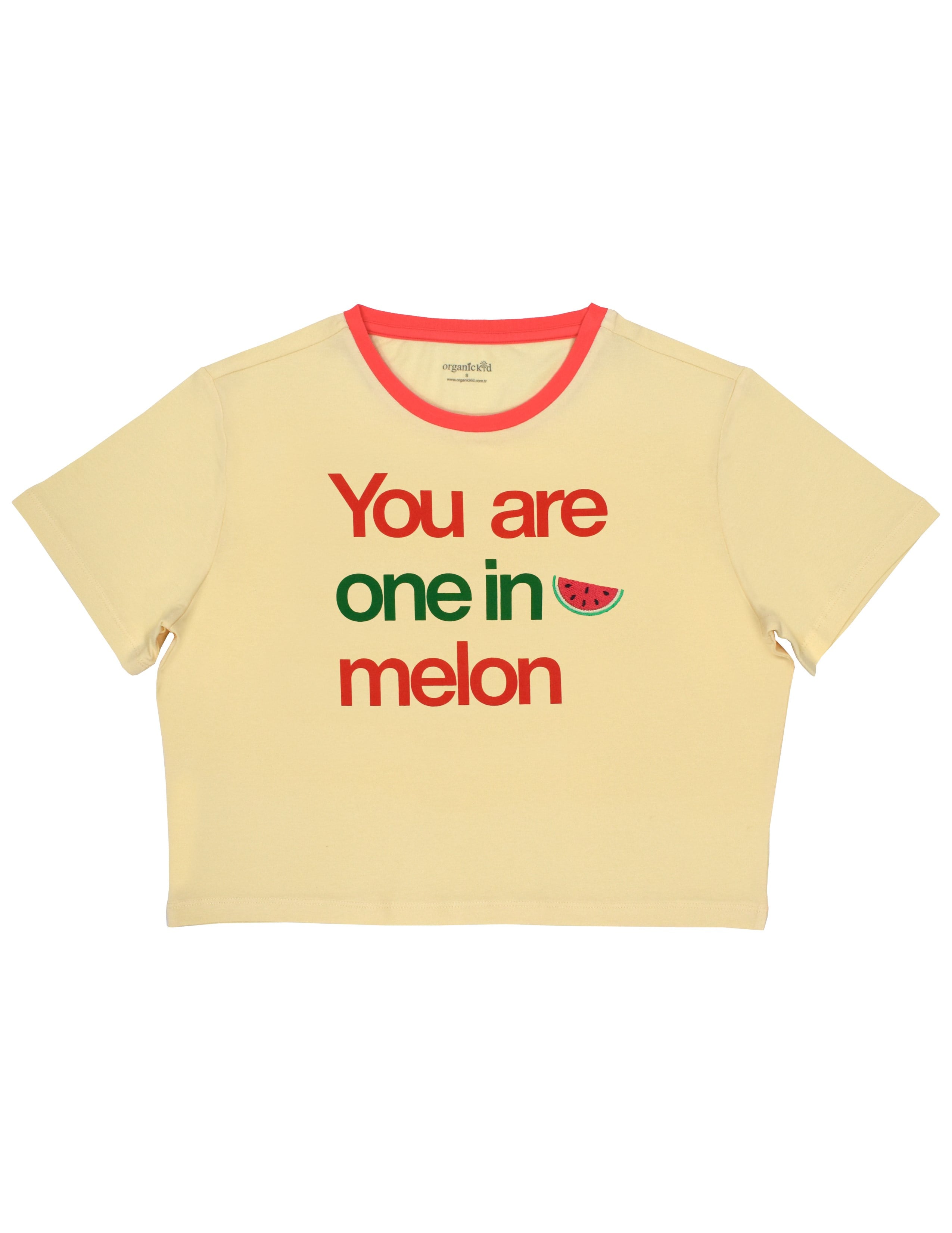 Watermelon Kadın Krem Crop T-shirt