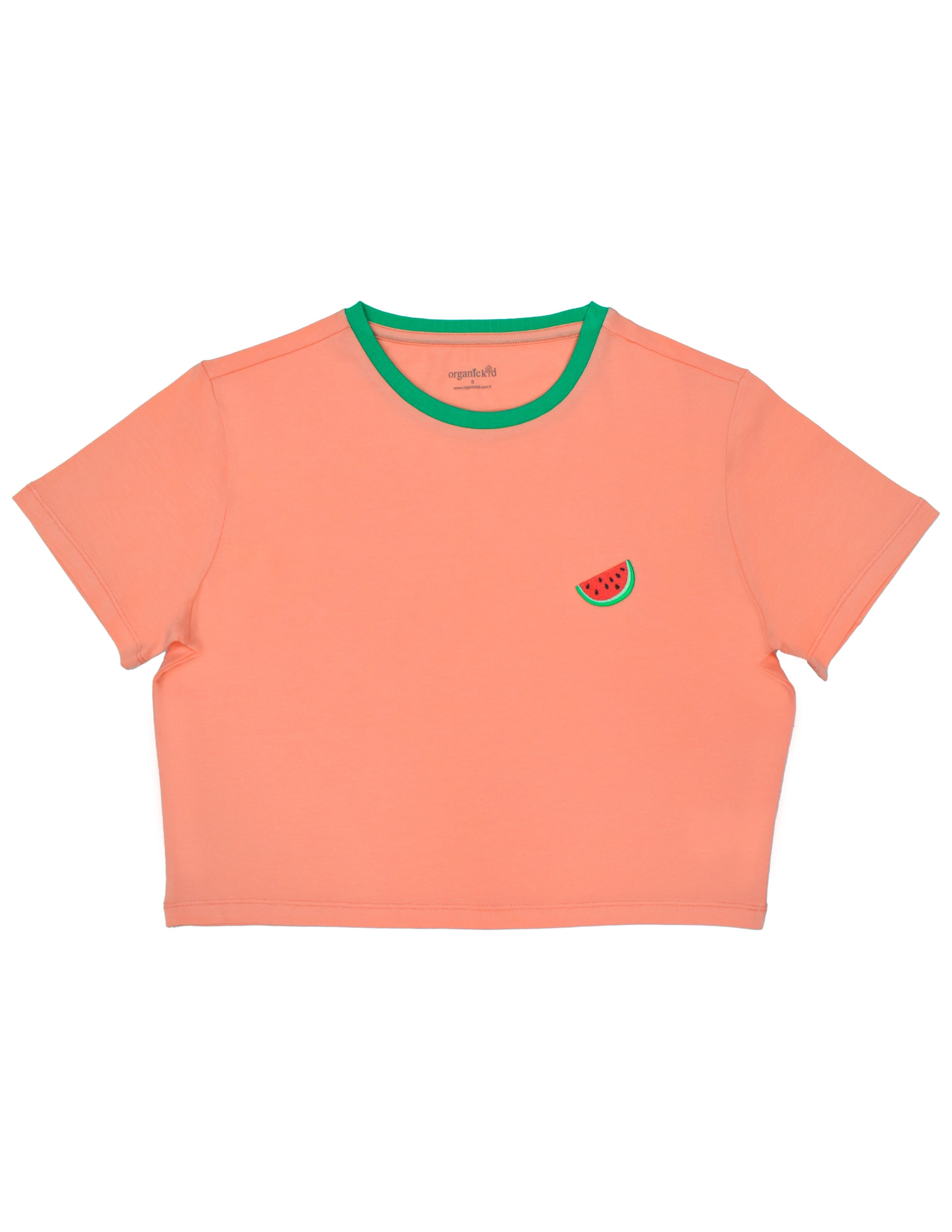 Watermelon Kadın Somon Crop T-shirt