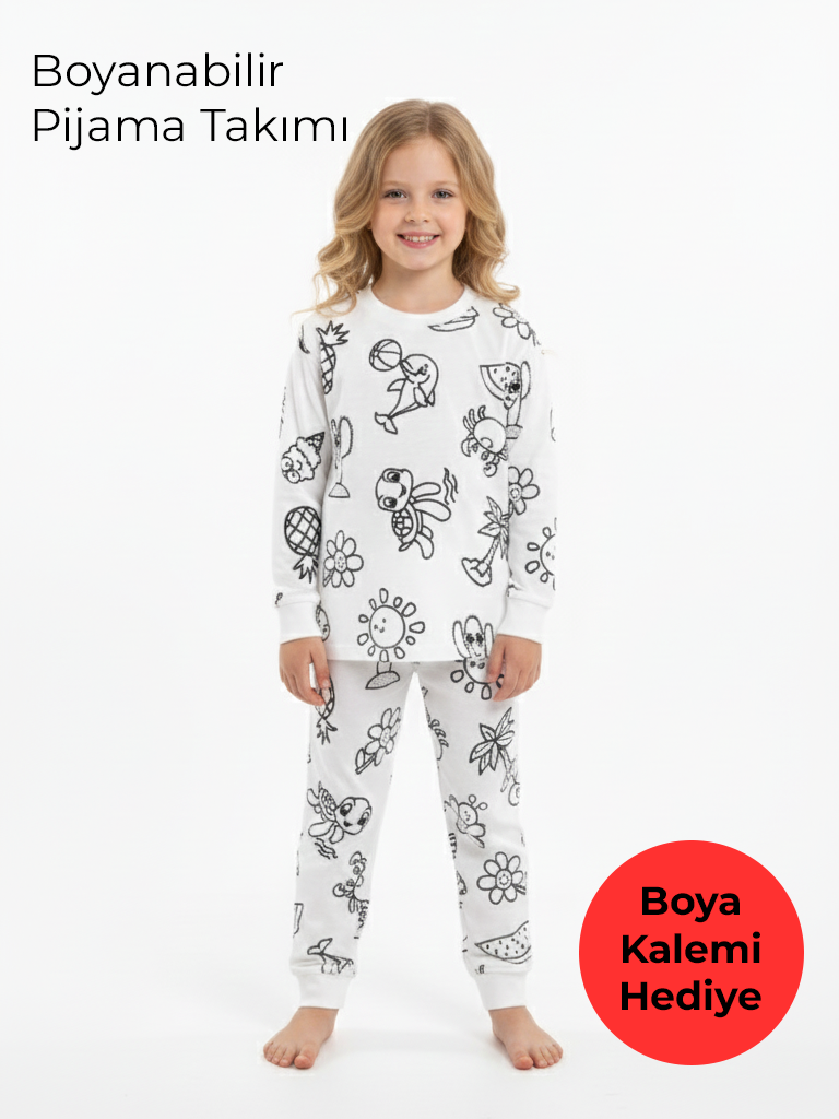 Boyanabilir Kız Çocuk Pijama Takımı