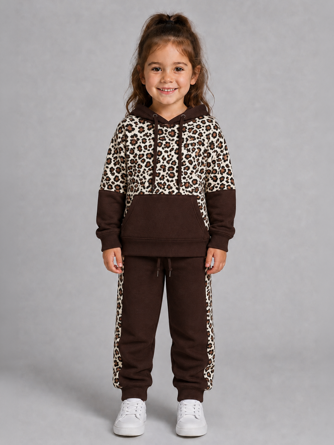 Leopar Desenli Eşofman Takımı Kahverengi