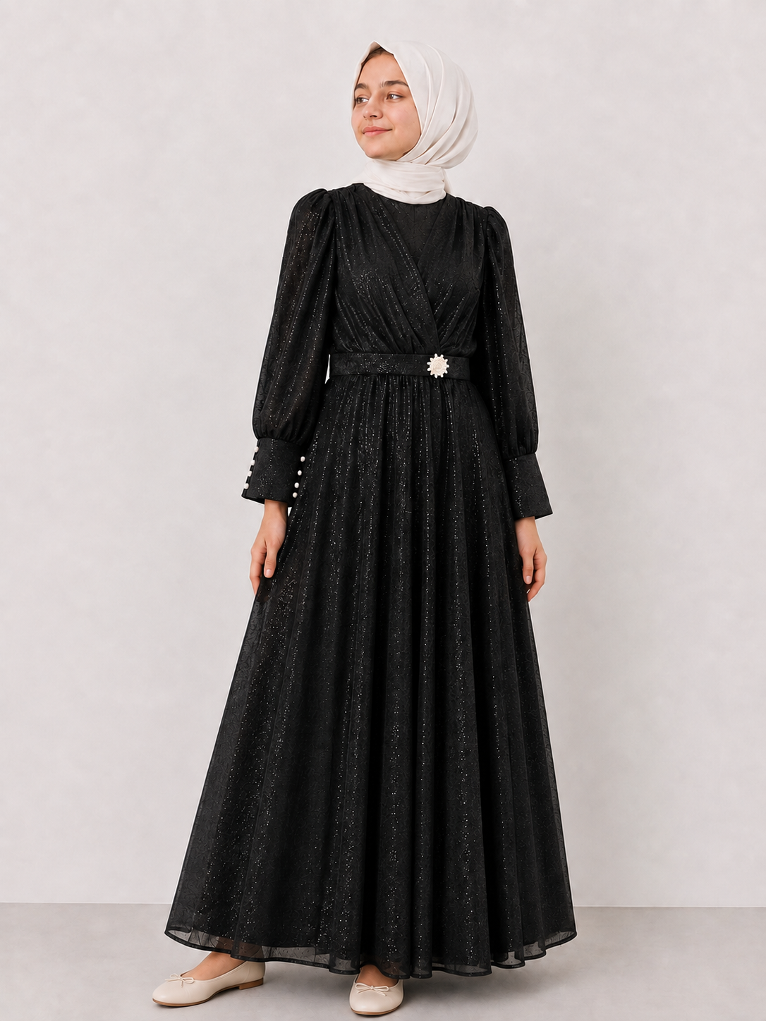 Masal Tesettür Abiye Siyah