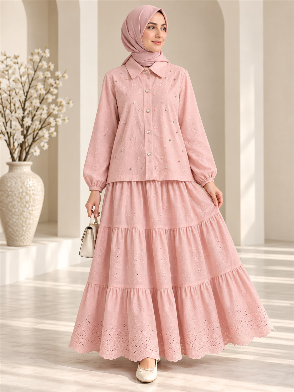 Melis Kız Çocuk Takım - Tesettür Takım Pembe