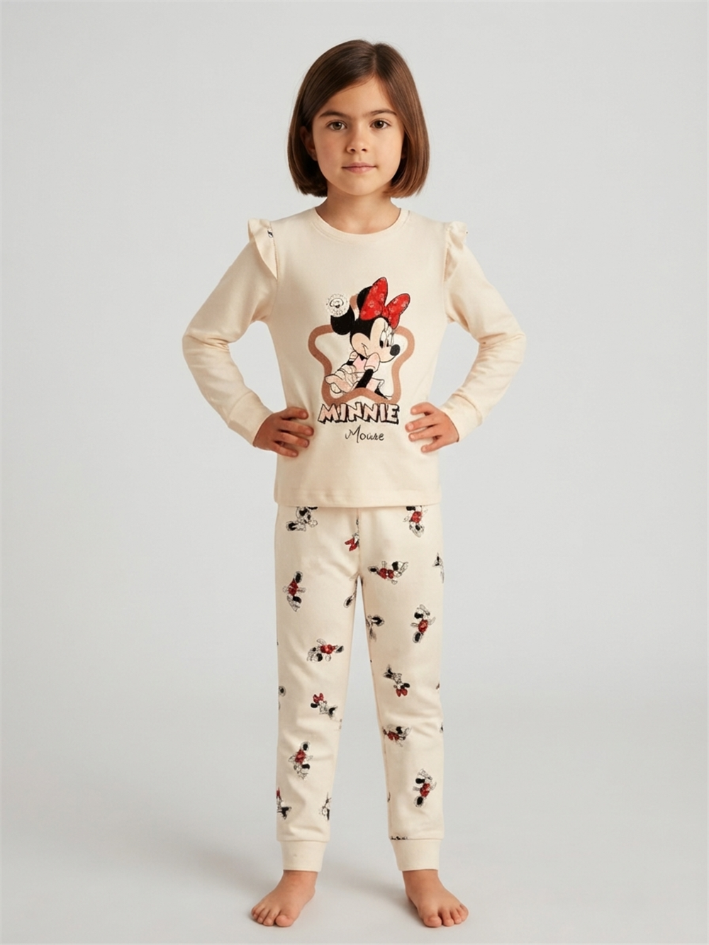 Memina Kız Çocuk Pijama Takımı Krem