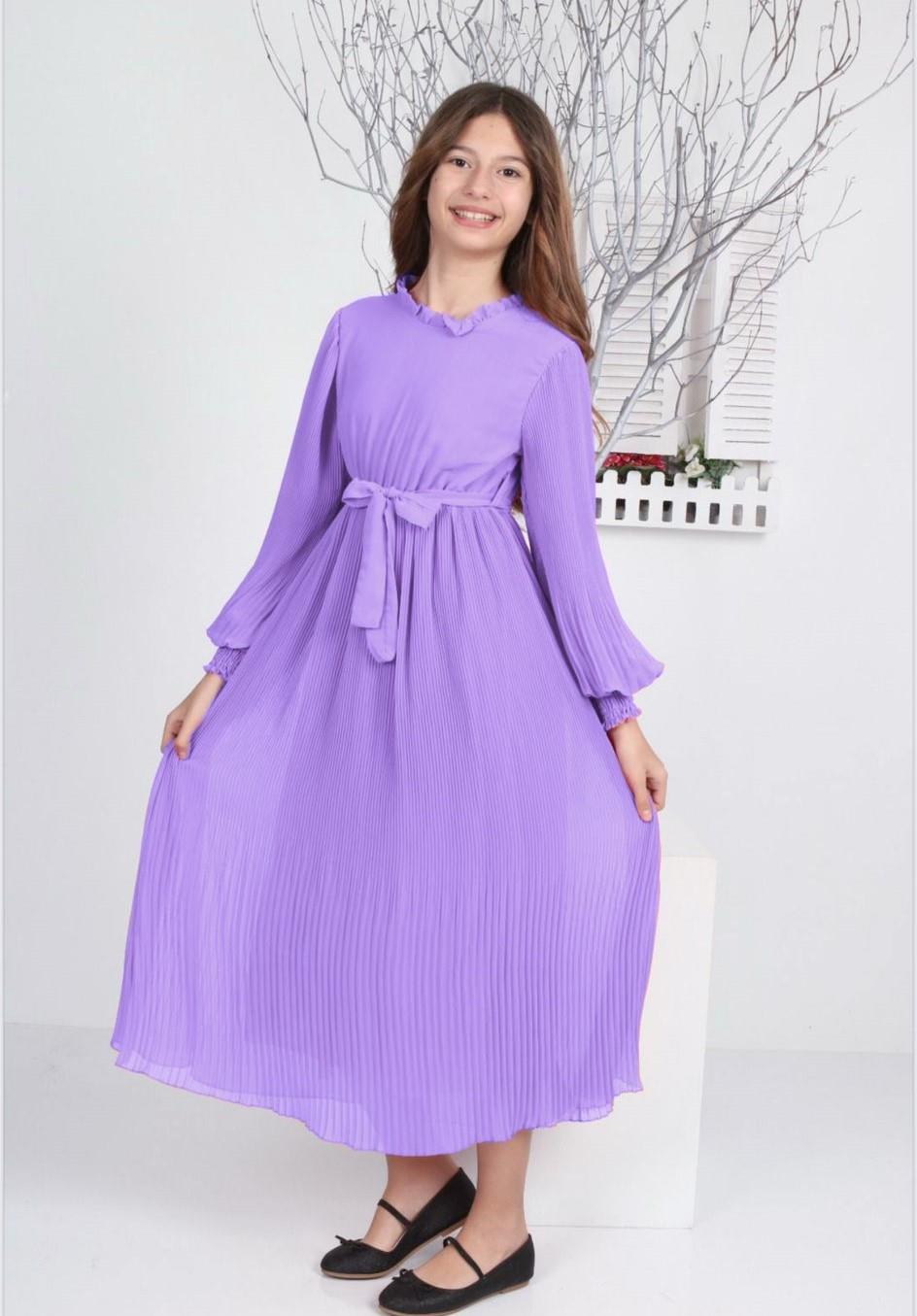 Piliseli Elbise Mor