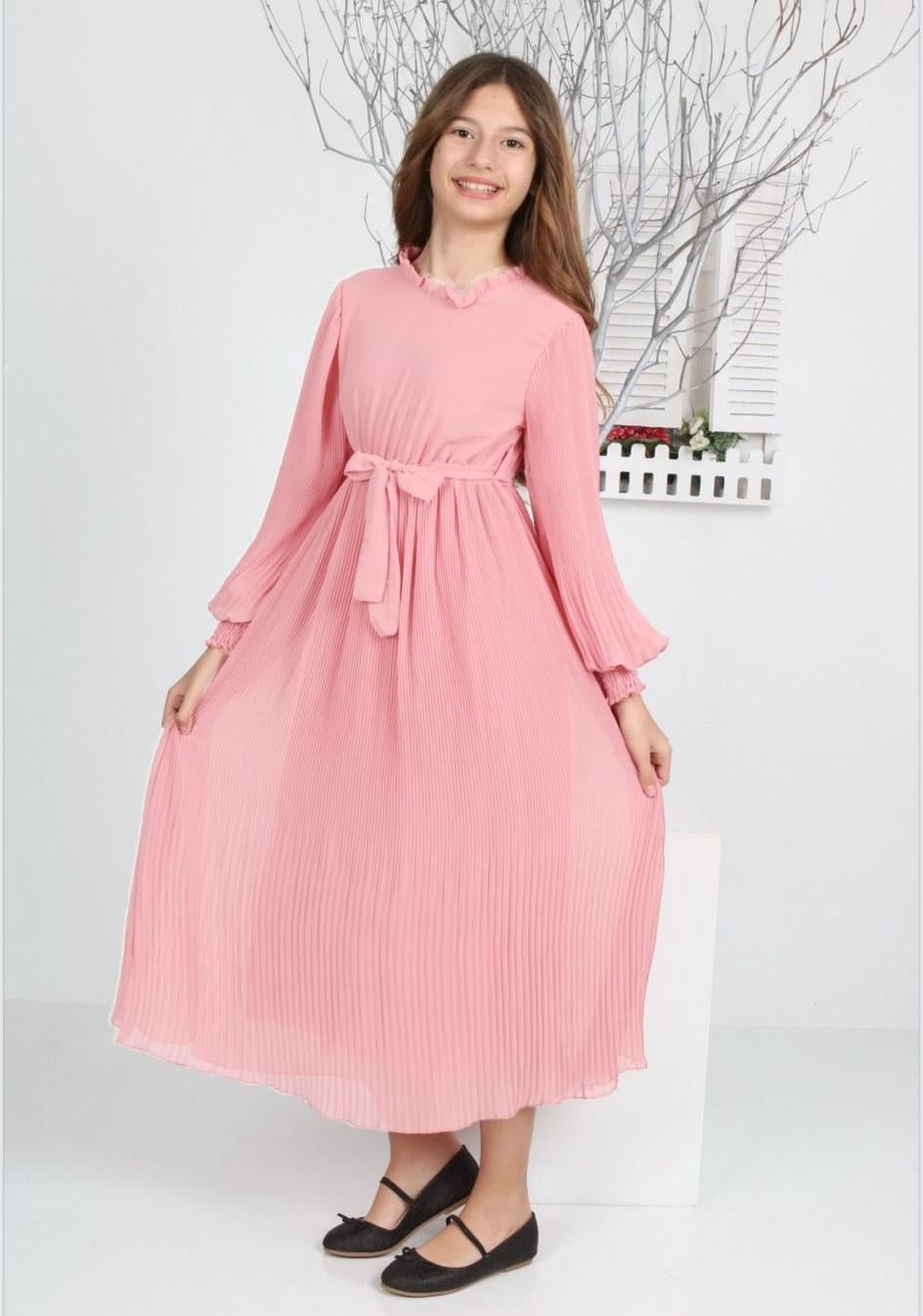 Piliseli Elbise Pudra Pembe
