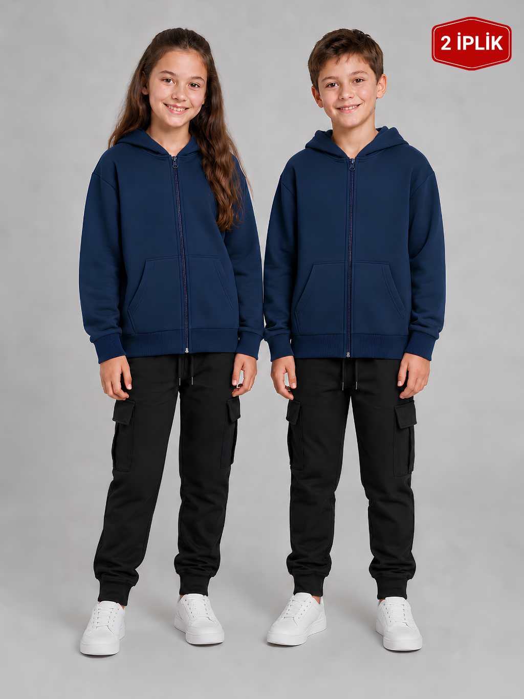 Pusula 2 İplik Unisex Çocuk Okul Sweati Lacivert