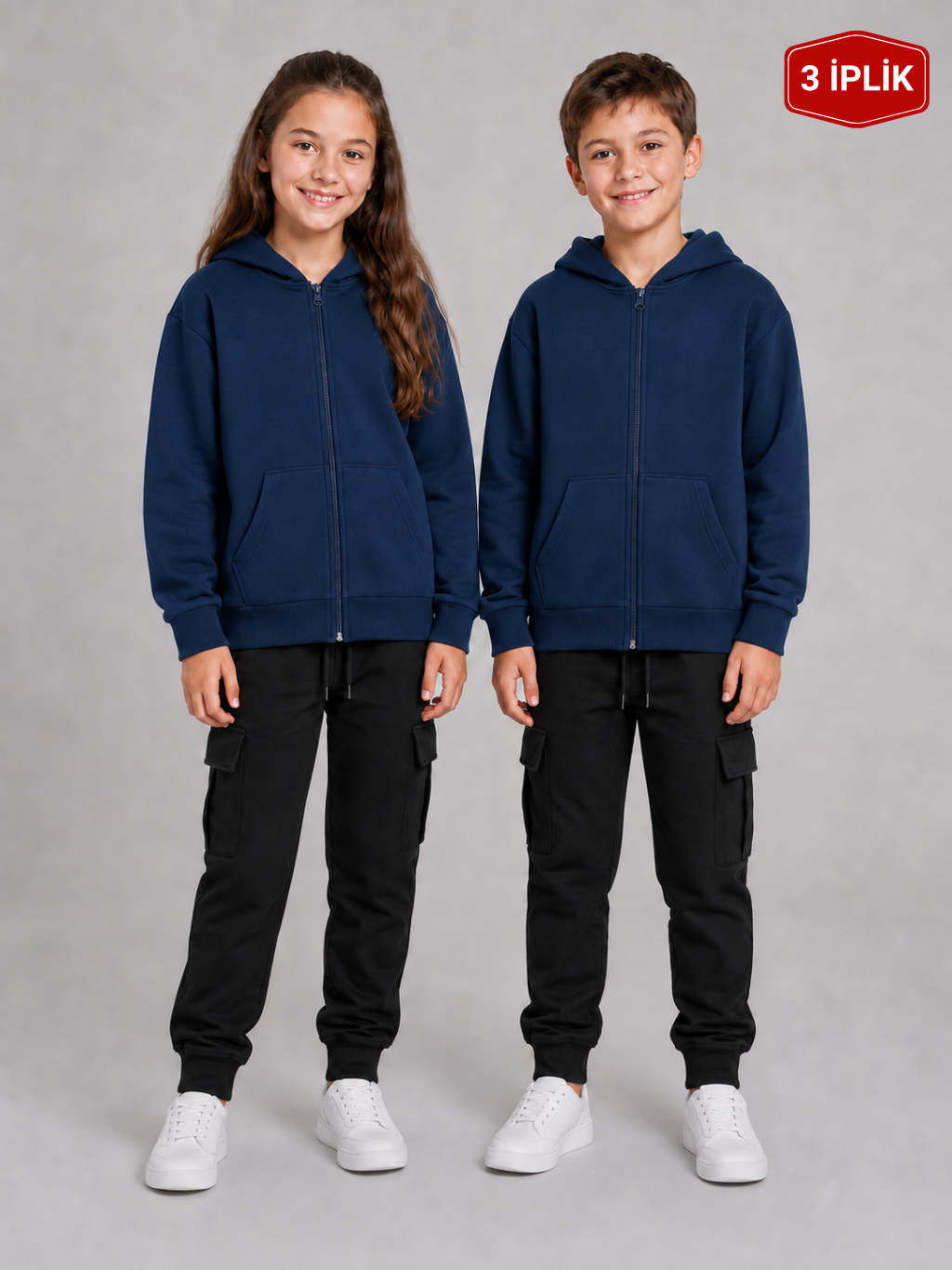 Pusula 3 İplik Unisex Çocuk Okul Sweati Lacivert