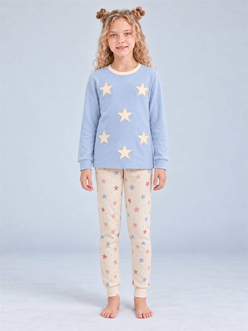 Vemina Kız Çocuk Pijama Takımı Mavi