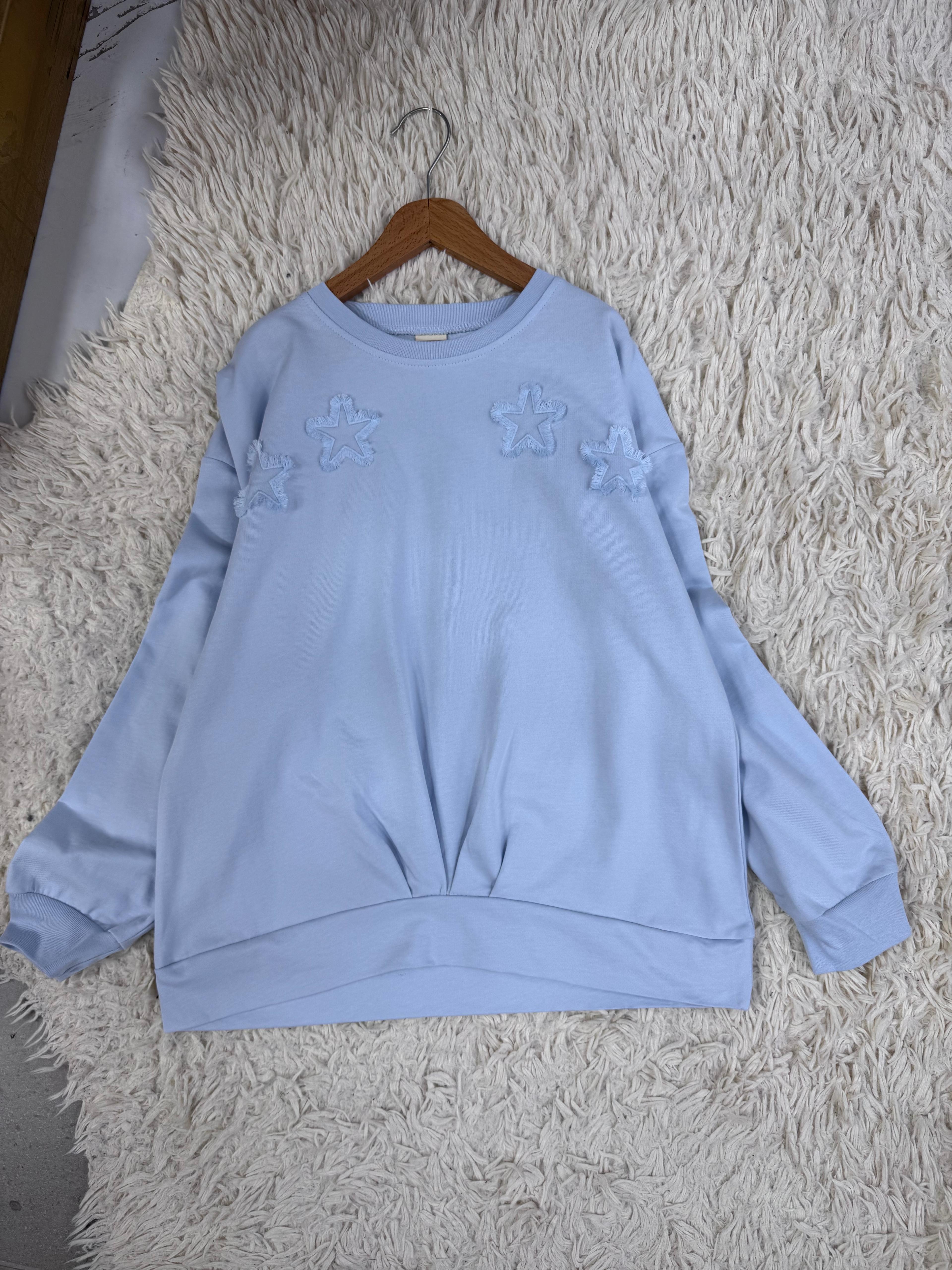 Yıldız Nakışlı Sweat Mavi