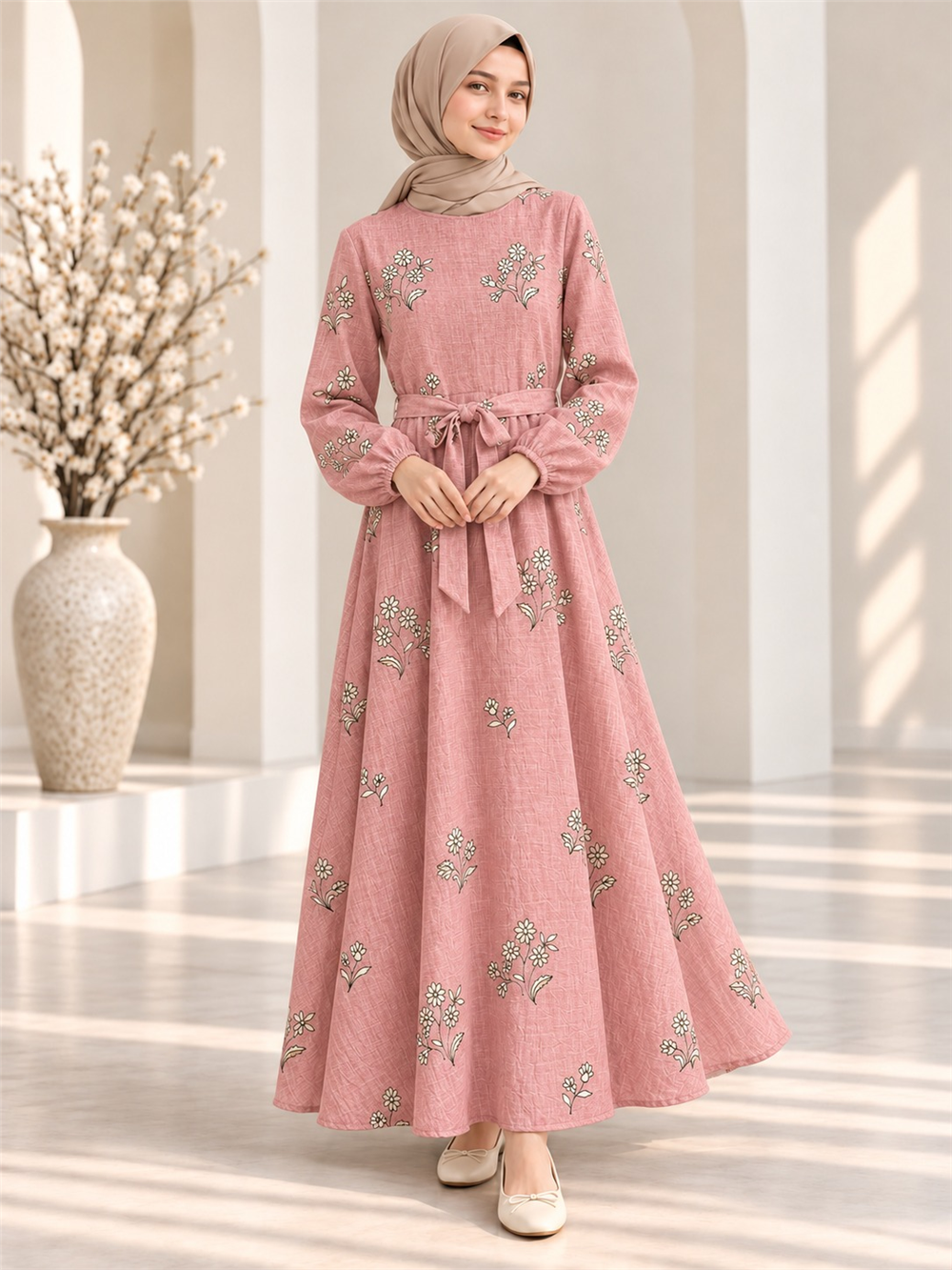 Zevora Kız Çocuk Elbise - Tesettür Elbise Pembe