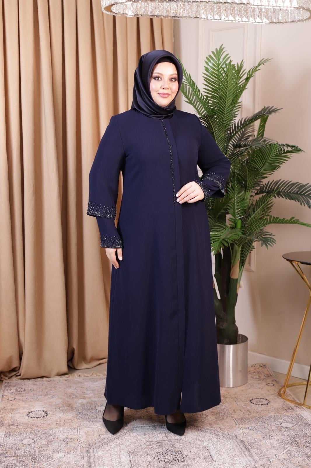 2520 CODE DOUBLE SLEEVE STONE EMBROIDERY ABAYA