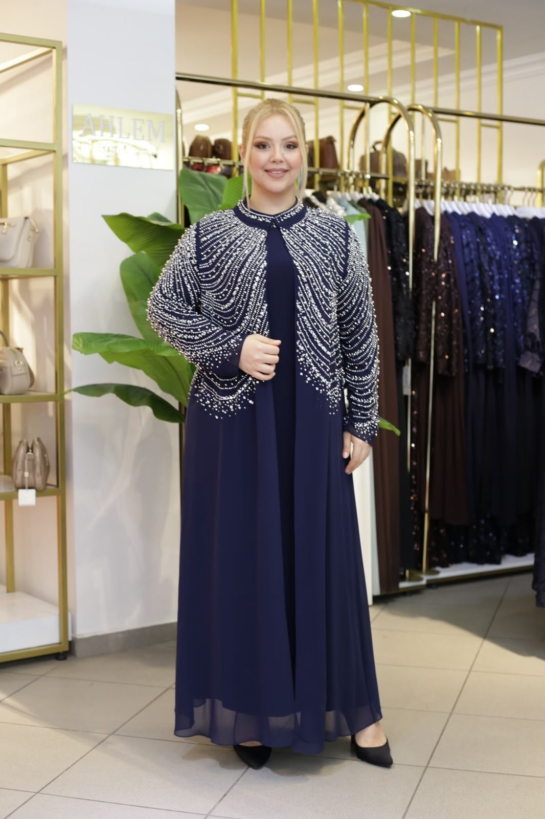 BEY804 CODE SAWAROSKI STONE ABAYA SET