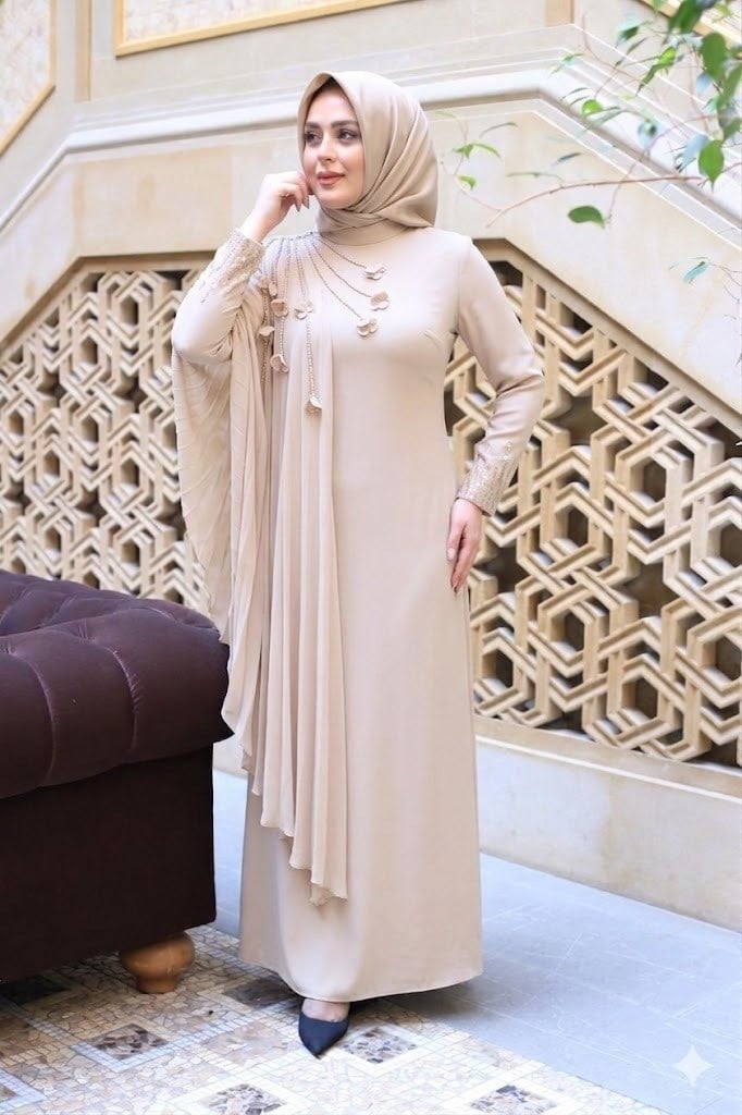 SR5101 OMUZ DETAY SWAROSKİ TAŞLI ELBİSE