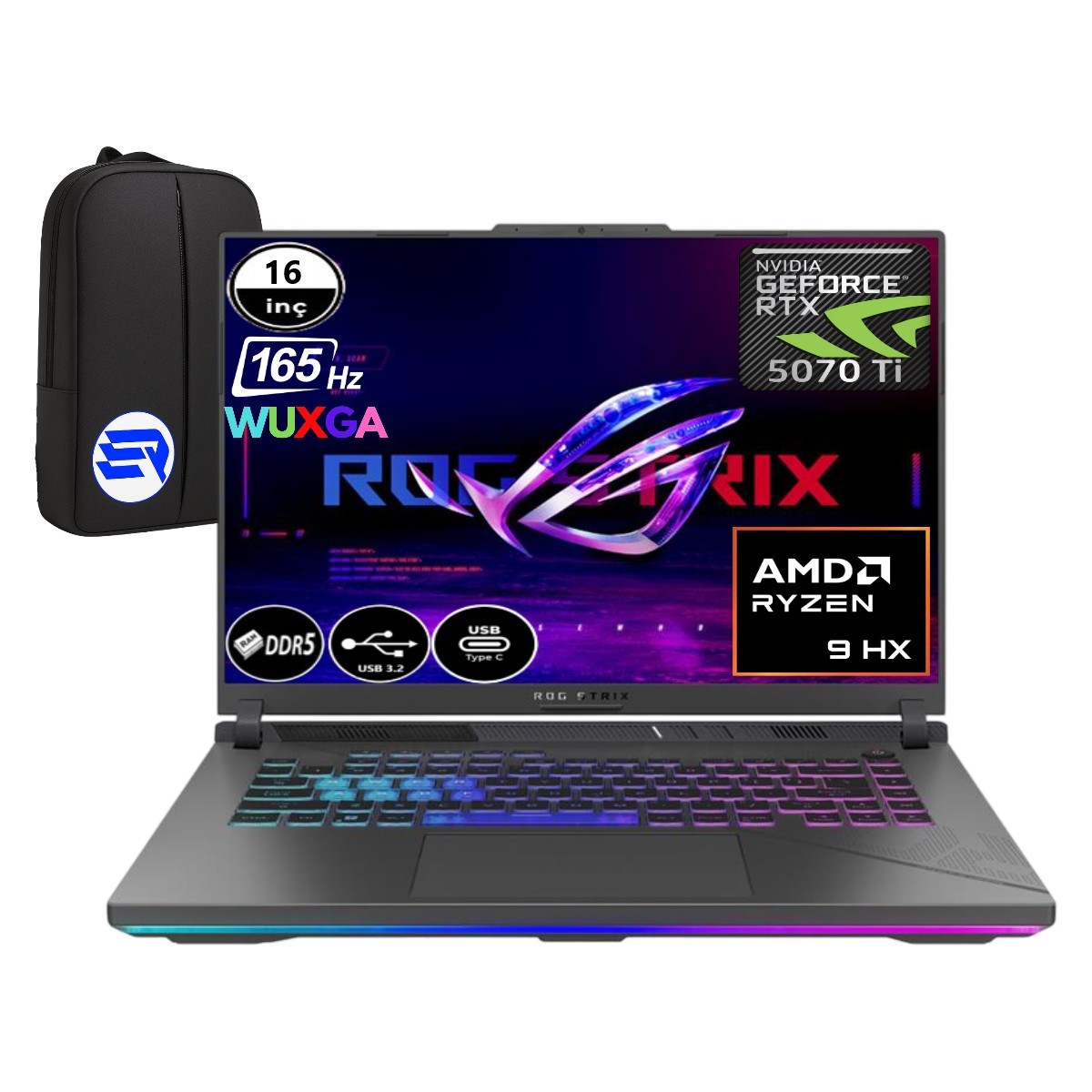 Asus Rog Strıx G16 G614PR-RV050EP1 Amd Ryzen 9 8940HX 48GB 1tb RTX5070TI 16