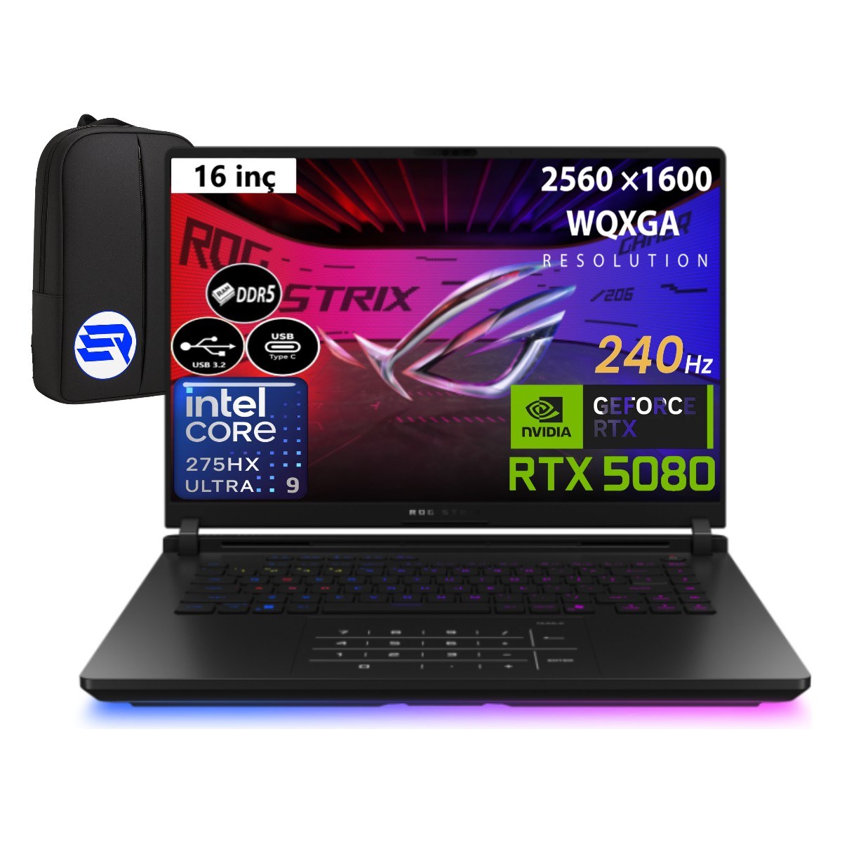 Asus Rog Strıx G16 G635LW-RW138 Intel Core Ultra 9-275HX 32GB 2tb 16GB RTX5080 16