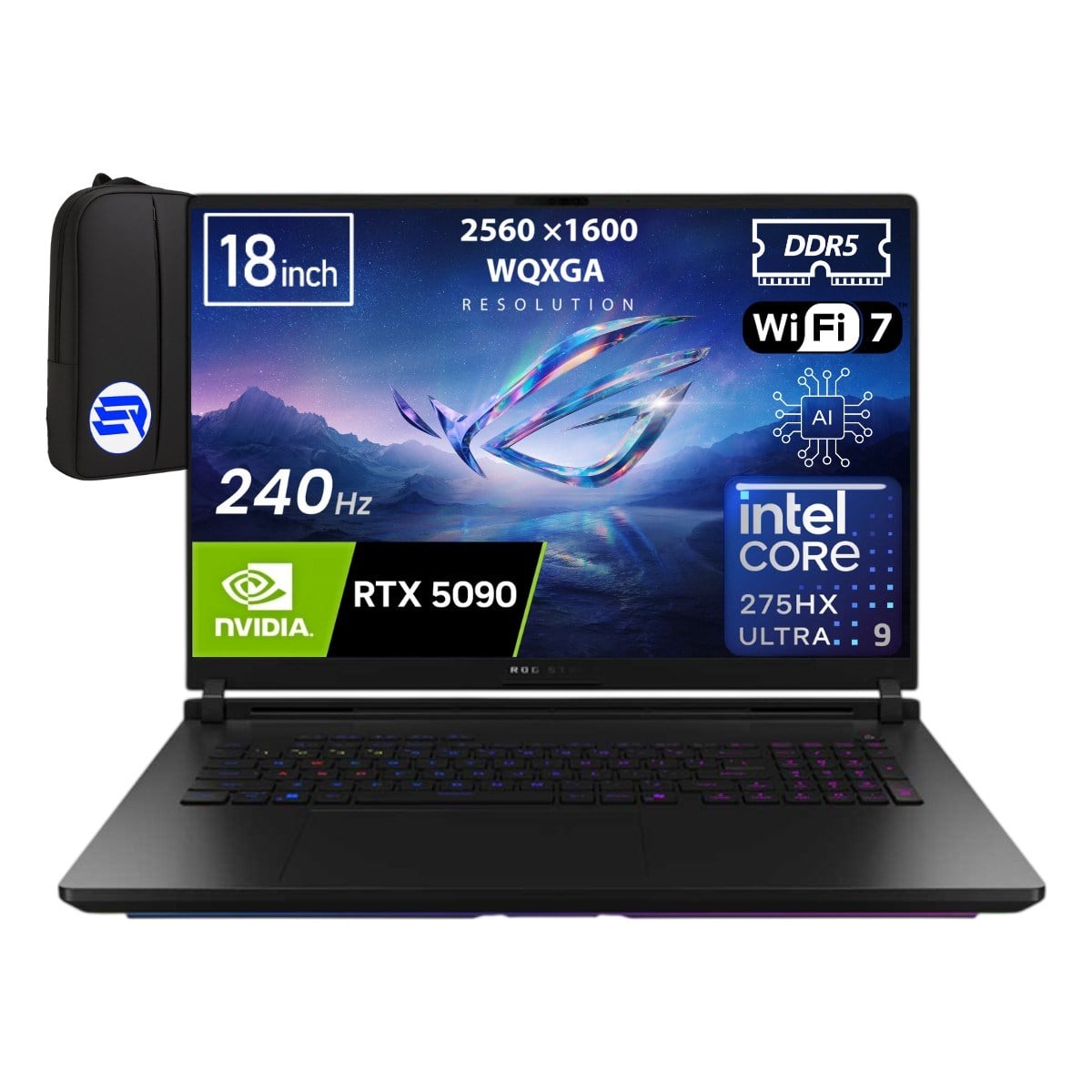 Asus Rog Strix Scar 18 Intel Ultra 9 275HX 32GB Ram 4tb SSD RTX5090 175W 18'' Inç Wqxga 240Hz WIN11 Pro G835LX-SA156EP1 + Elektropasaj Çanta