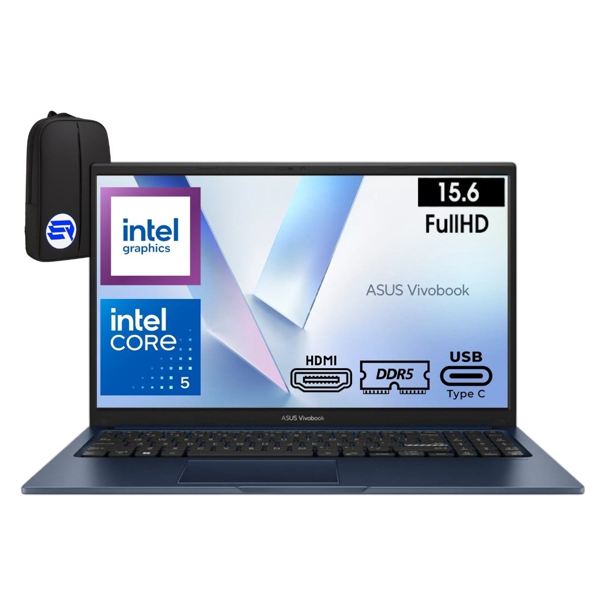 Asus Vivobook 15 X1504VA-BQ5382WEP7 Core 5 120U 24GB Ram 256GB SSD Windows 11 Home 15.6'' + Elektropasaj Çanta