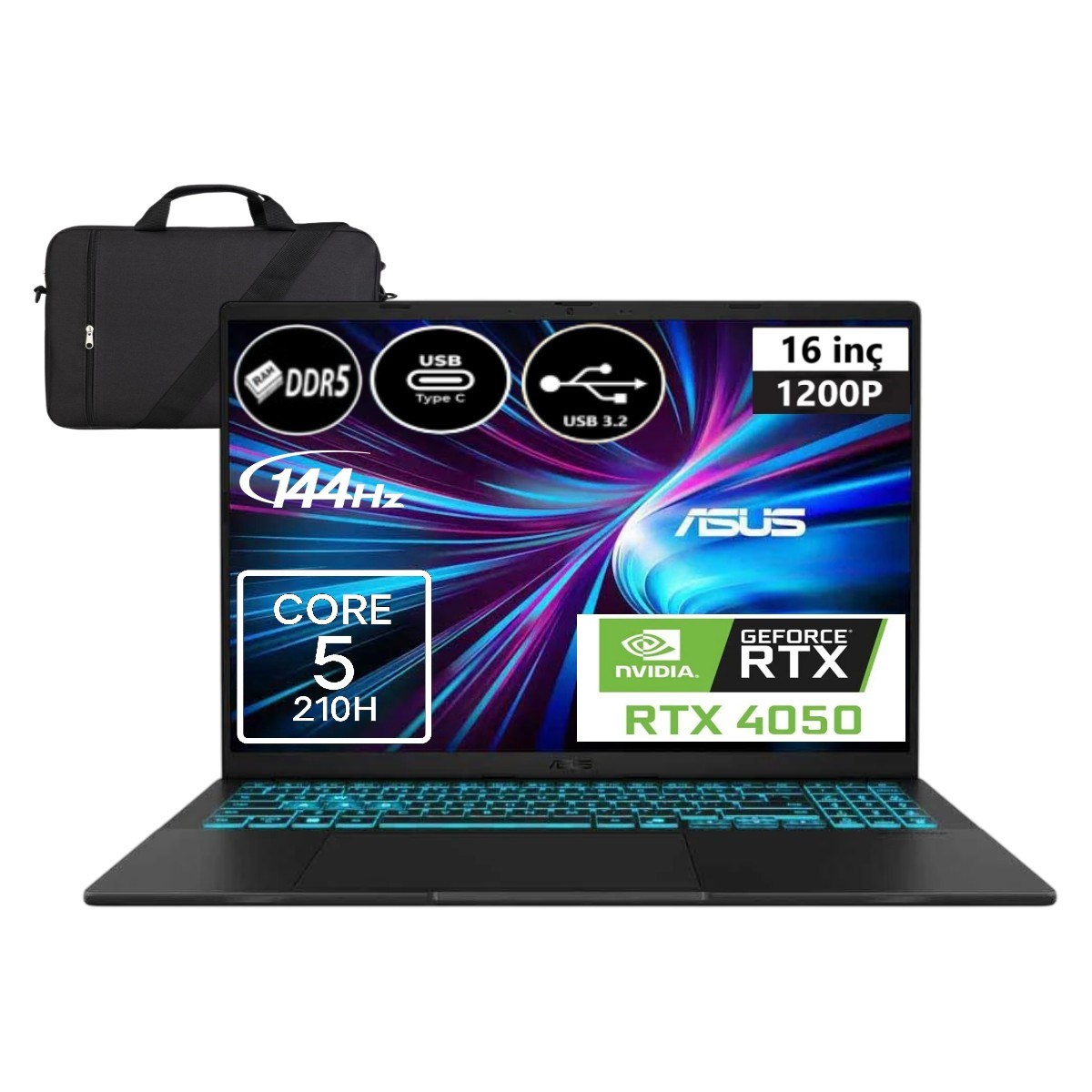 Asus Vivobook 16 V3607VU-EP3 Intel Core 5 210H 24GB 512 SSD RTX4050 6gb Windows 11 Pro 16