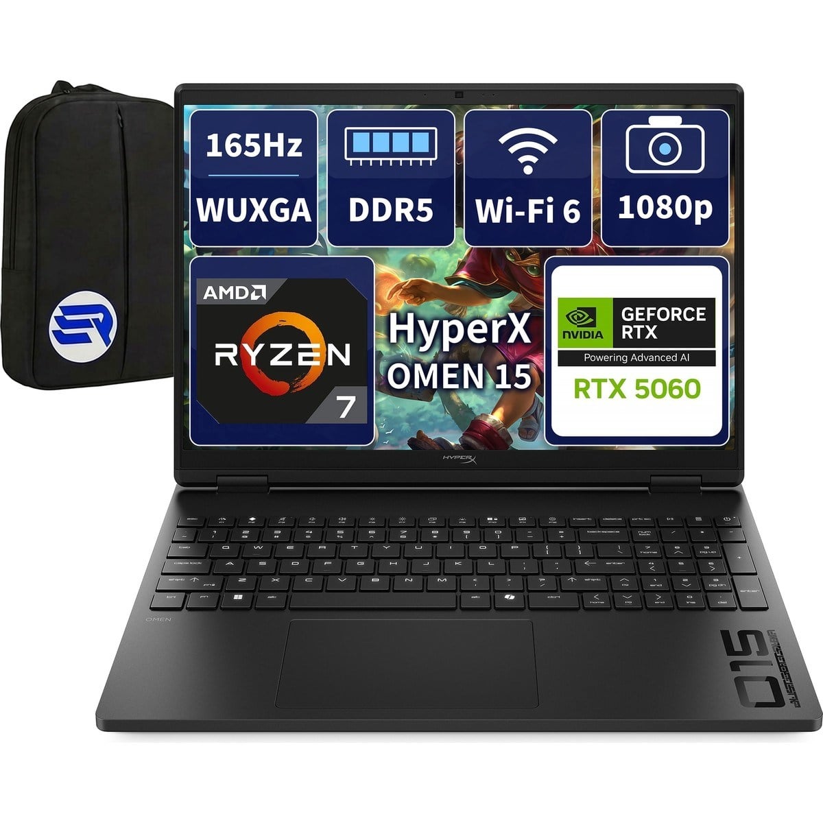 HP HyperX OMEN 15 D2QW2EAEP6 Ryzen7 260 RTX5060 8GB 24GBRAM 2TBSSD 15.3'' WUXGA 165Hz Win11 Pro + ElektroPasaj Çanta