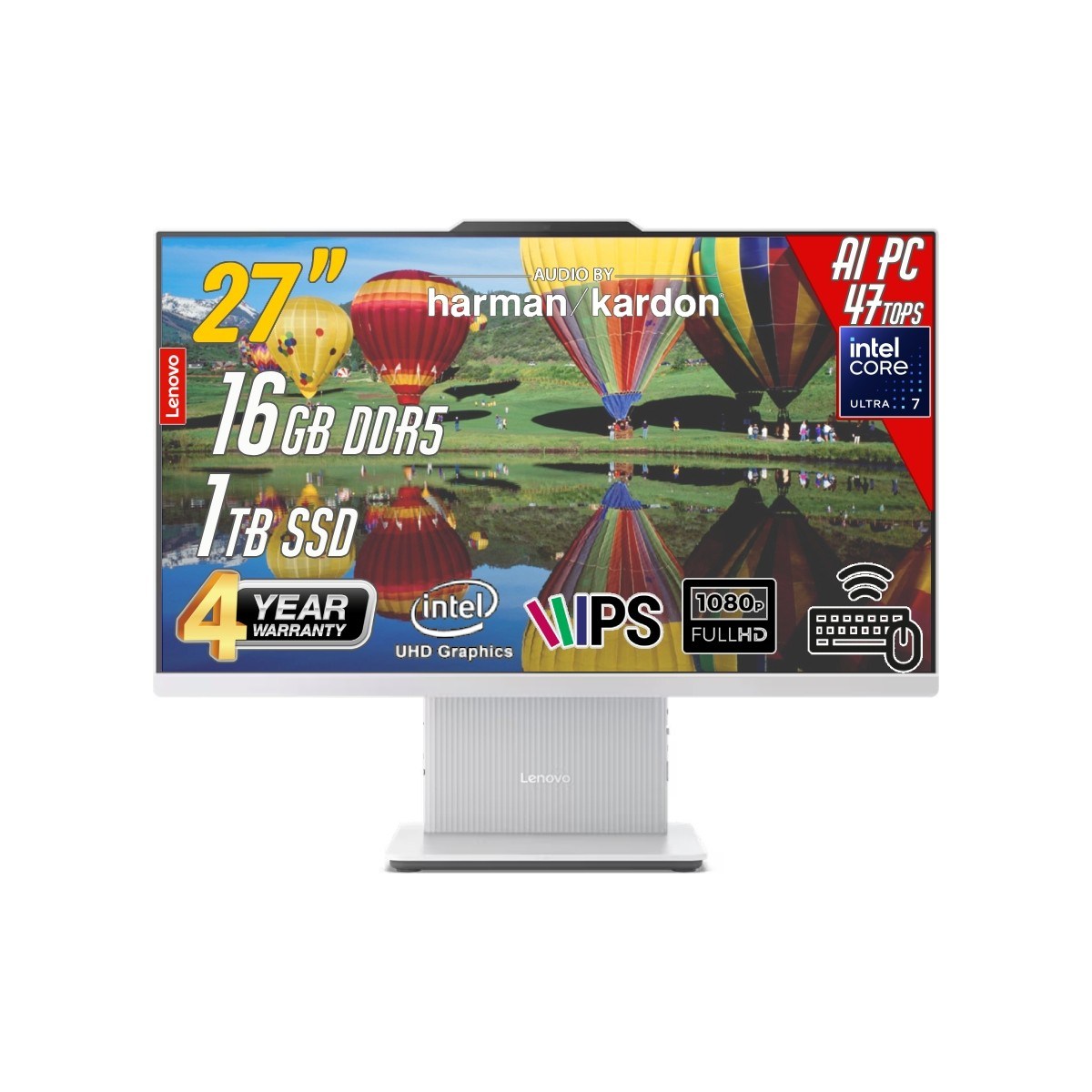 Ideacentre 27ILL11 Intel Core U7-256V 16GB 1tb 27 Fhd Freedos Beyaz Aı-Powered Aıo Bilgisayar