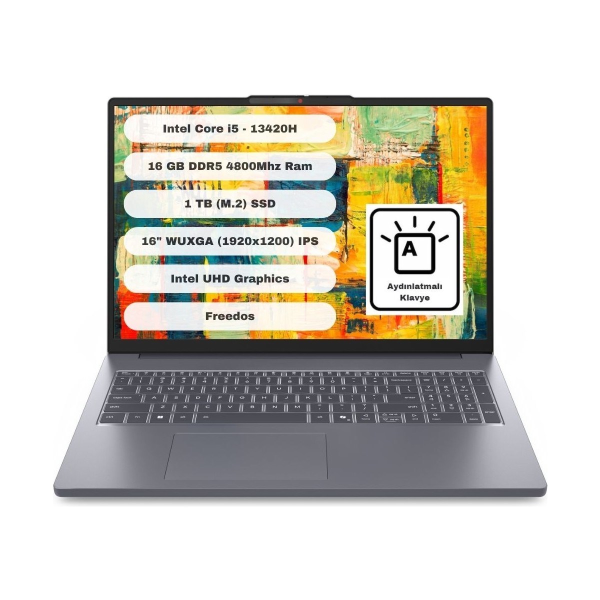 Ideapad Slim 3 16IRH10 Intel Core I5 13420H 16GB 1TB SSD Freedos 16” Wuxga 83K20077TR
