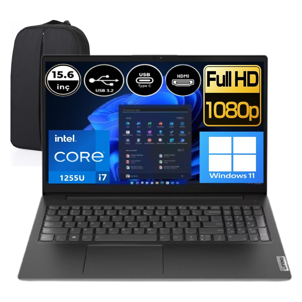 Lenovo V15 G3 Intel Core I7-1255U 12 GB Ram 256 GB SSD Windows 11 Pro 15.6
