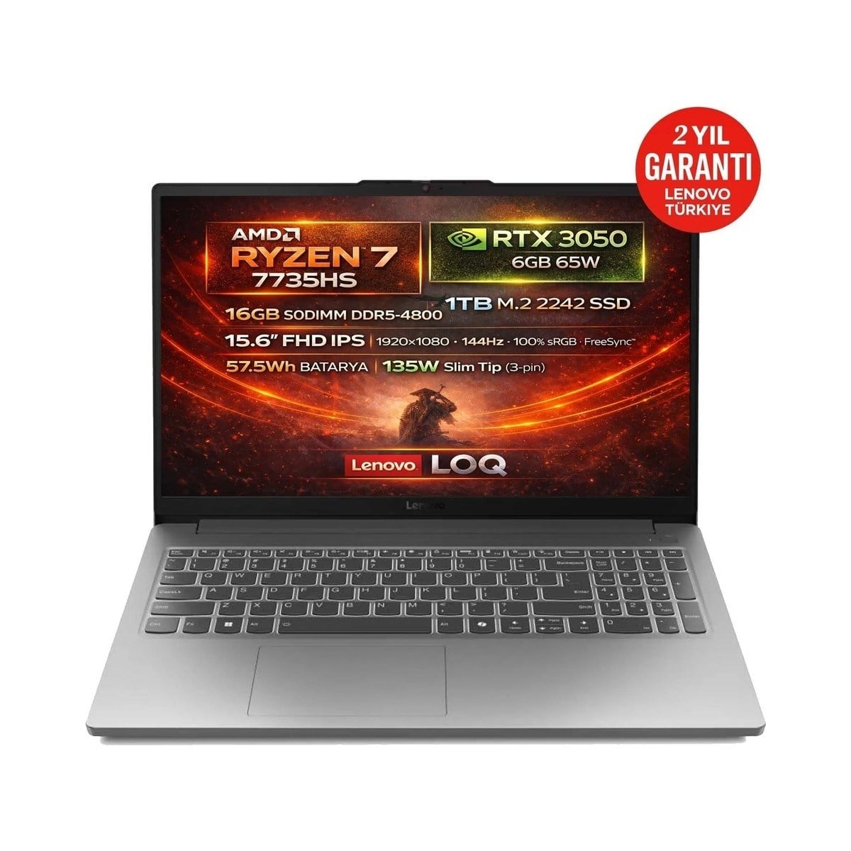 Loq 15ARP10E Amd Ryzen 7 7735HS 16GB 1tb SSD Rtx 3050 6gb 15.6