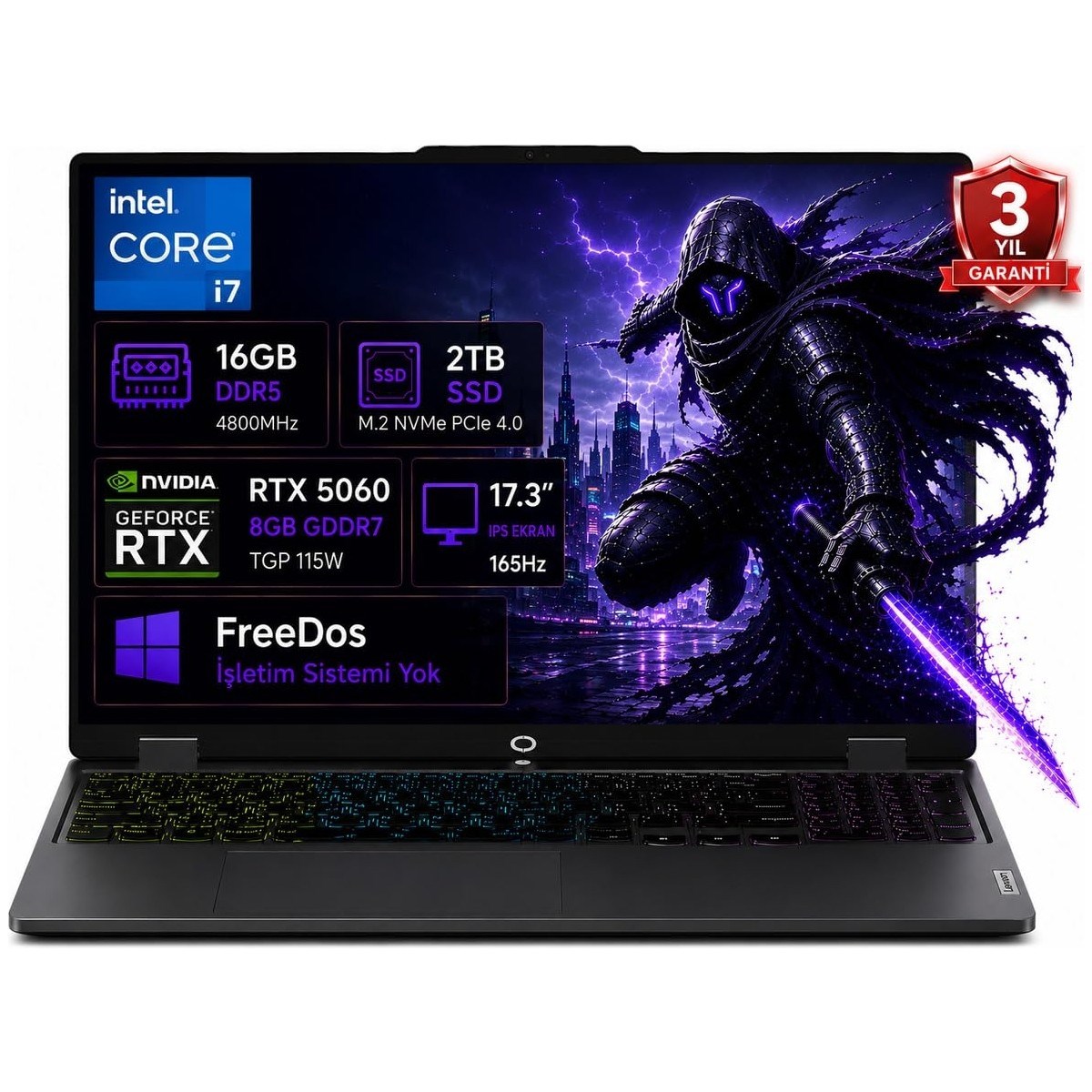 Loq 17IRX10 83JH00CNTR-01 I7-13650HX 16GB Ddr5 2tb SSD RTX5060 8gb Tgp 115W 17.3