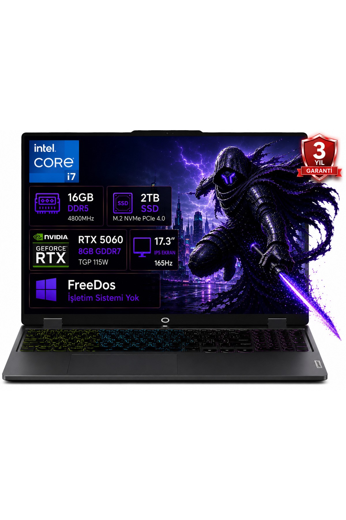 LOQ 17IRX10 83JH00CNTR-01 i7-13650HX 16GB DDR5 2TB SSD RTX5060 8GB TGP 115W 17.3