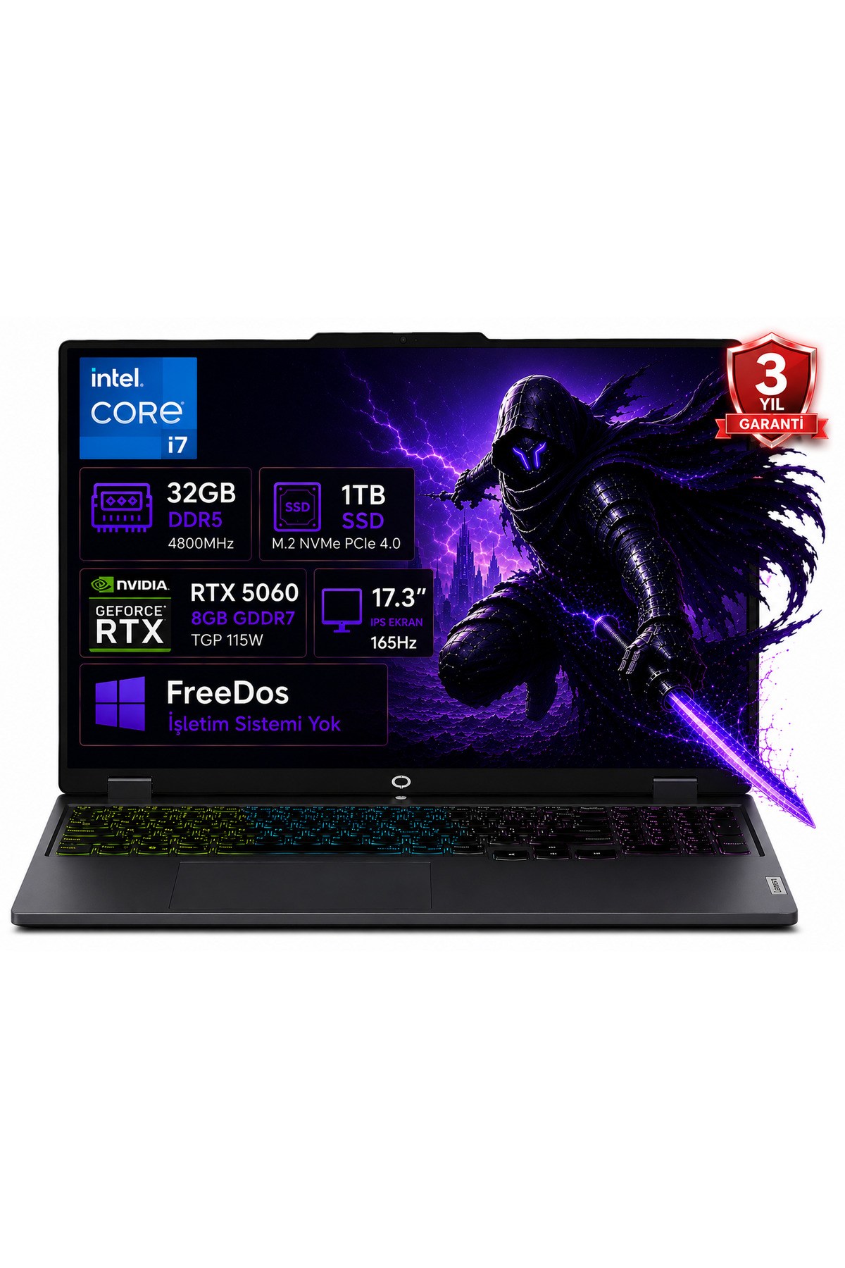LOQ 17IRX10 83JH00CNTR-02 i7-13650HX 32GB DDR5 1TB SSD RTX5060 8GB TGP 115W 17.3