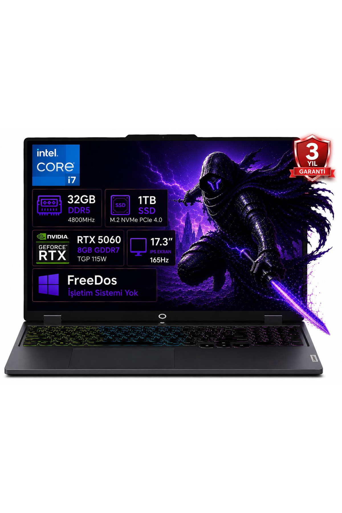 LOQ 17IRX10 83JH00CNTR-02 i7-13650HX 32GB DDR5 1TB SSD RTX5060 8GB TGP 115W 17.3
