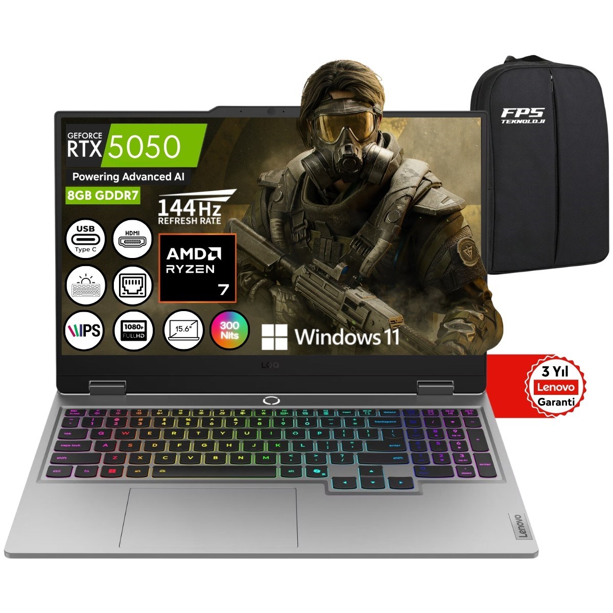 Loq Ryzen 7 250 RTX5050 32GB Ram 2tb SSD 15.6