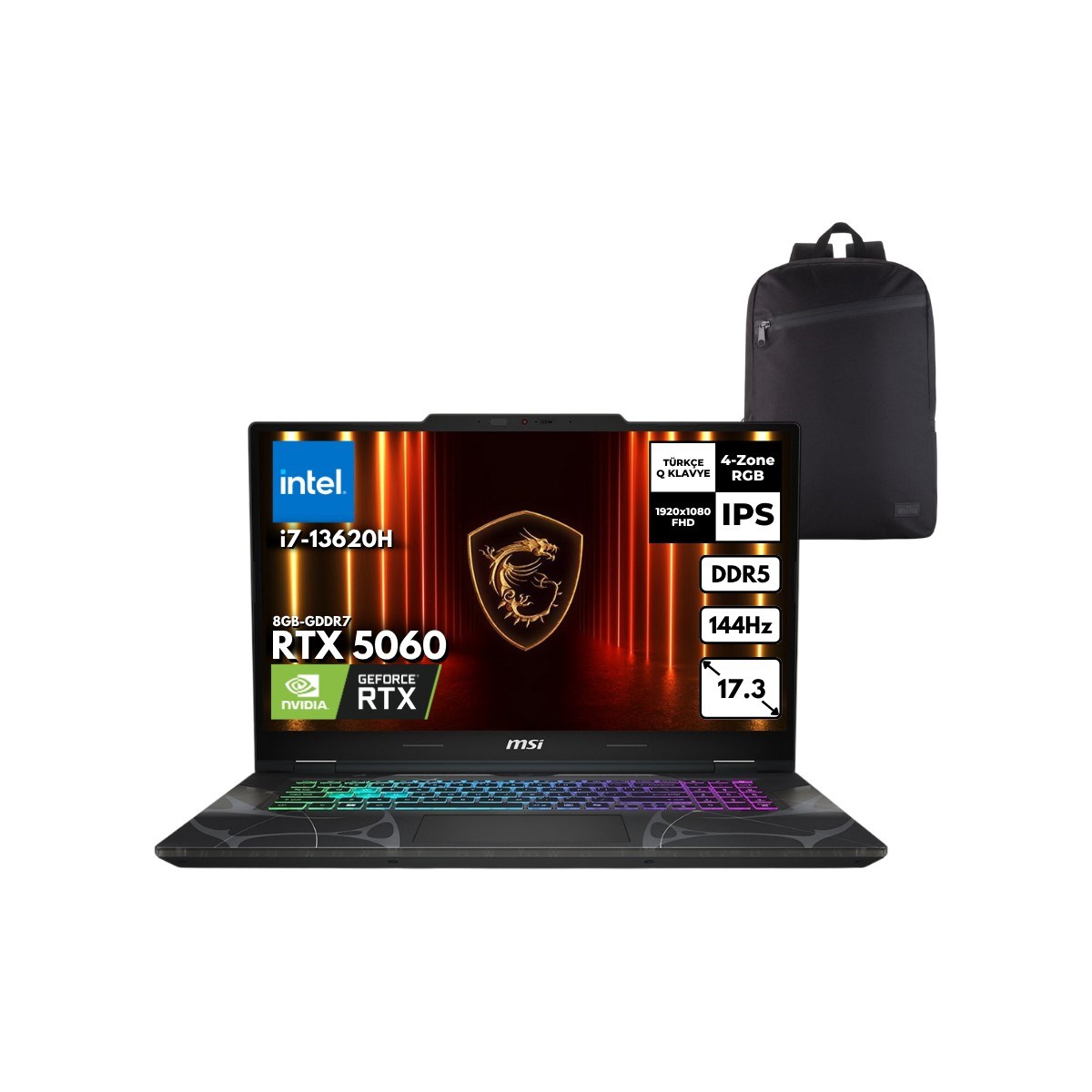 Msı Cyborg 17 I7-13620H 40-Gbddr5 1 Tbssd RTX5060 (8gb-Gddr7) 17.3