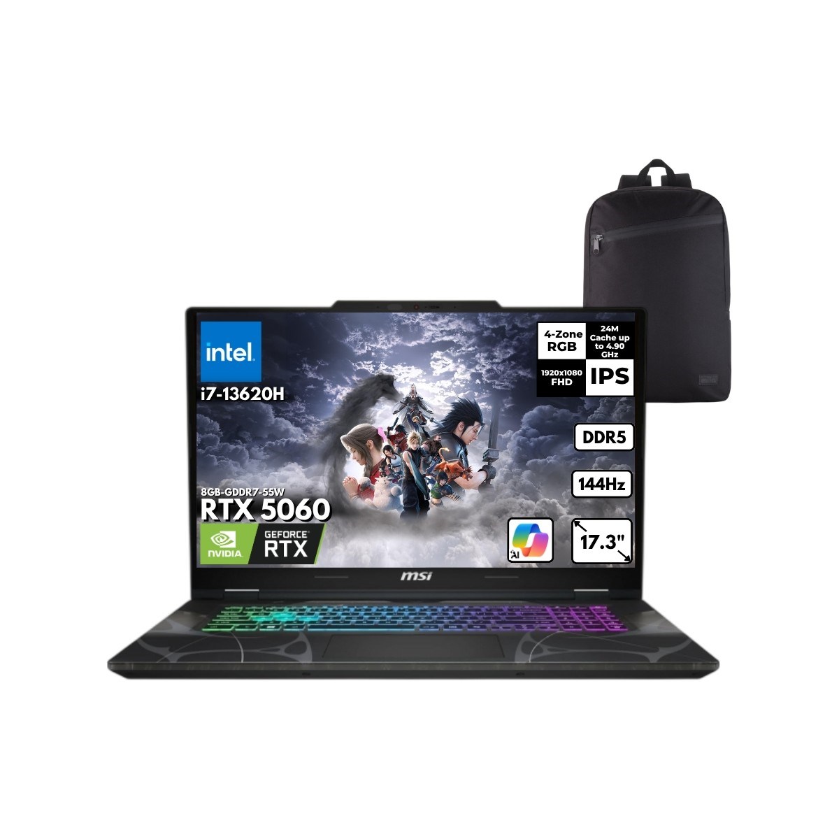 Msı Cyborg 17 I7-13620H 48 -Gbddr5 2 Tbssd RTX5060 (8GB-GDDR7-55W) 17.3