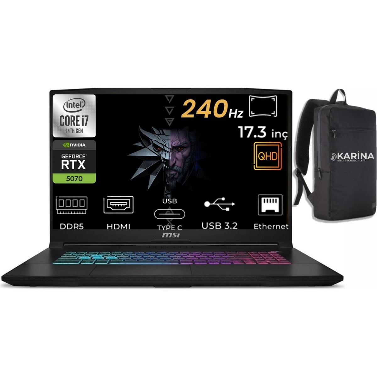 Msı Katana 17 Hx I7-14650HX B14WGK-046XTR-04 32GB 2tb RTX5070 8gb Freedos 17.3