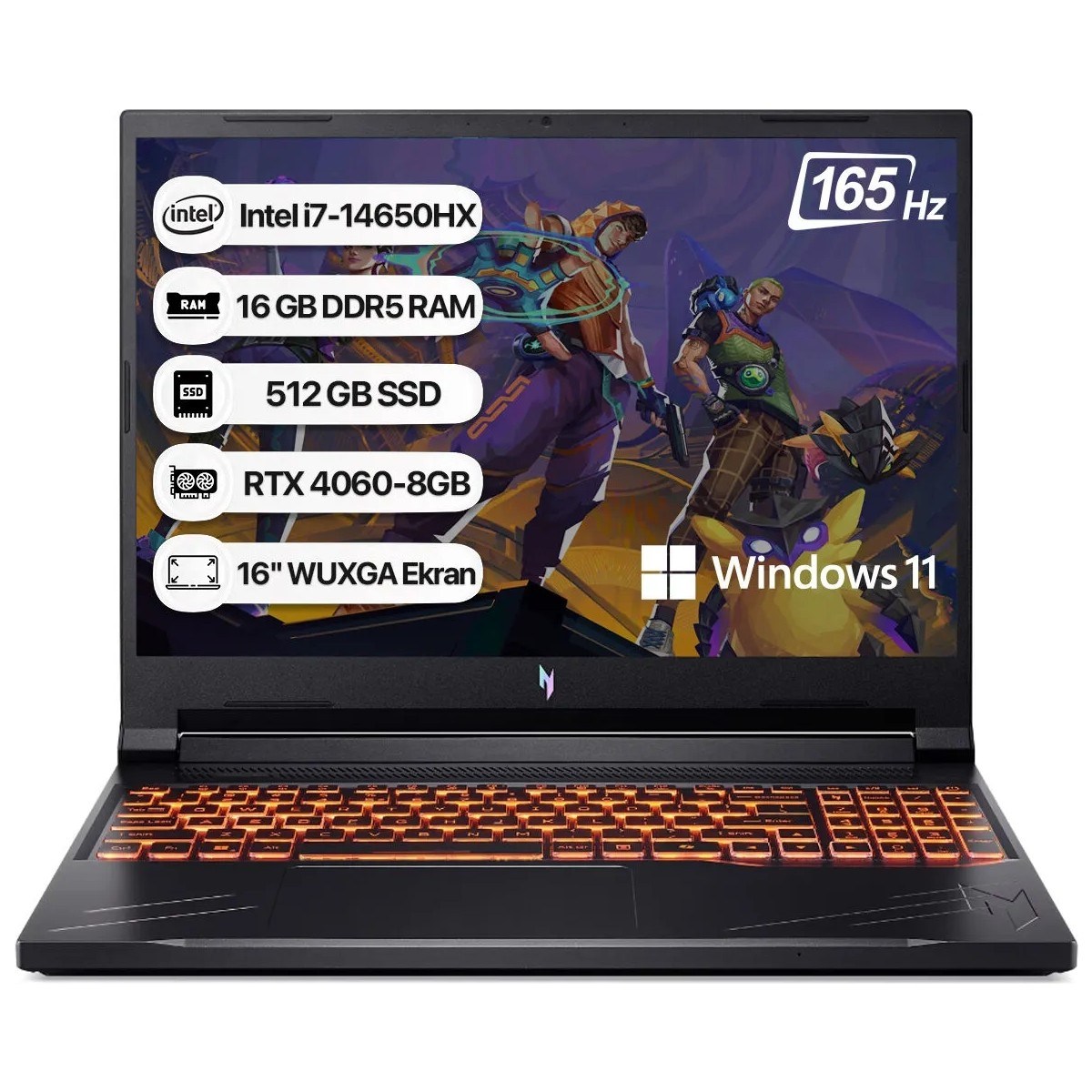 Nitro V 16 ANV16-71-751Z Intel Core i7 14650HX 16GB 512GB SSD RTX4060 Windows 11 Home 16