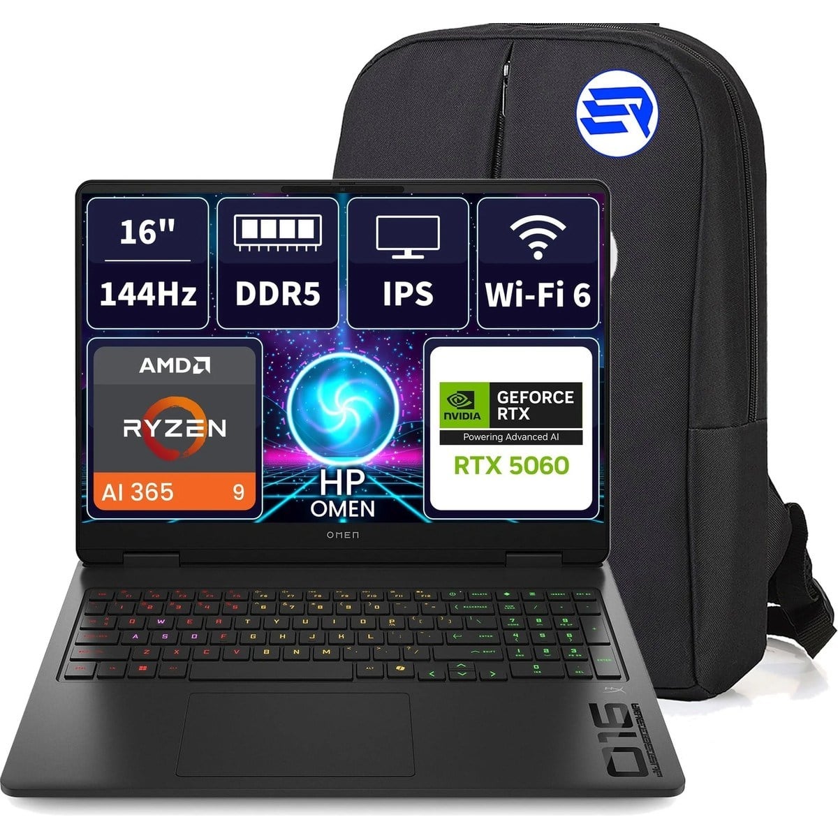 Omen 16 C12CPEAEP10 Ryzen Aı9 365 RTX5060 8gb 40GBRAM 512GBSSD 16'' Wuxga 144Hz Windows 11 Pro + Elektropasaj Çanta