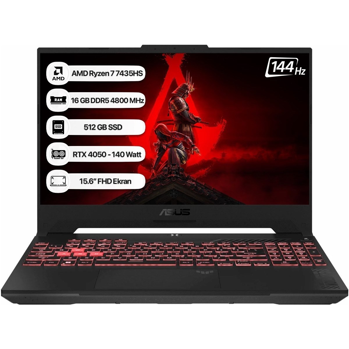 TUF Gaming A16 FA607NUG-RL212 AMD Ryzen 7 7445HS 16GB 512GB SSD RTX4050-6GB 140W Freedos 16