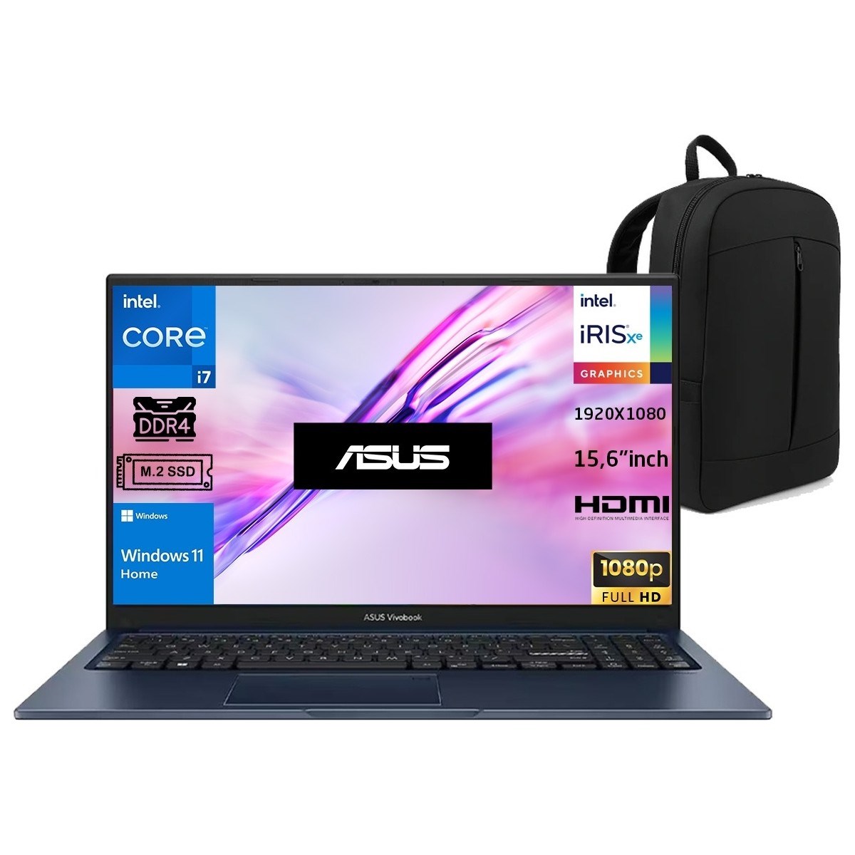 Vivobook 15 Core 7 150U 16 Gb-1tb Ssd-15.6'' Windows 11 Pro X1504VA-BQ5456 Snertech Çanta
