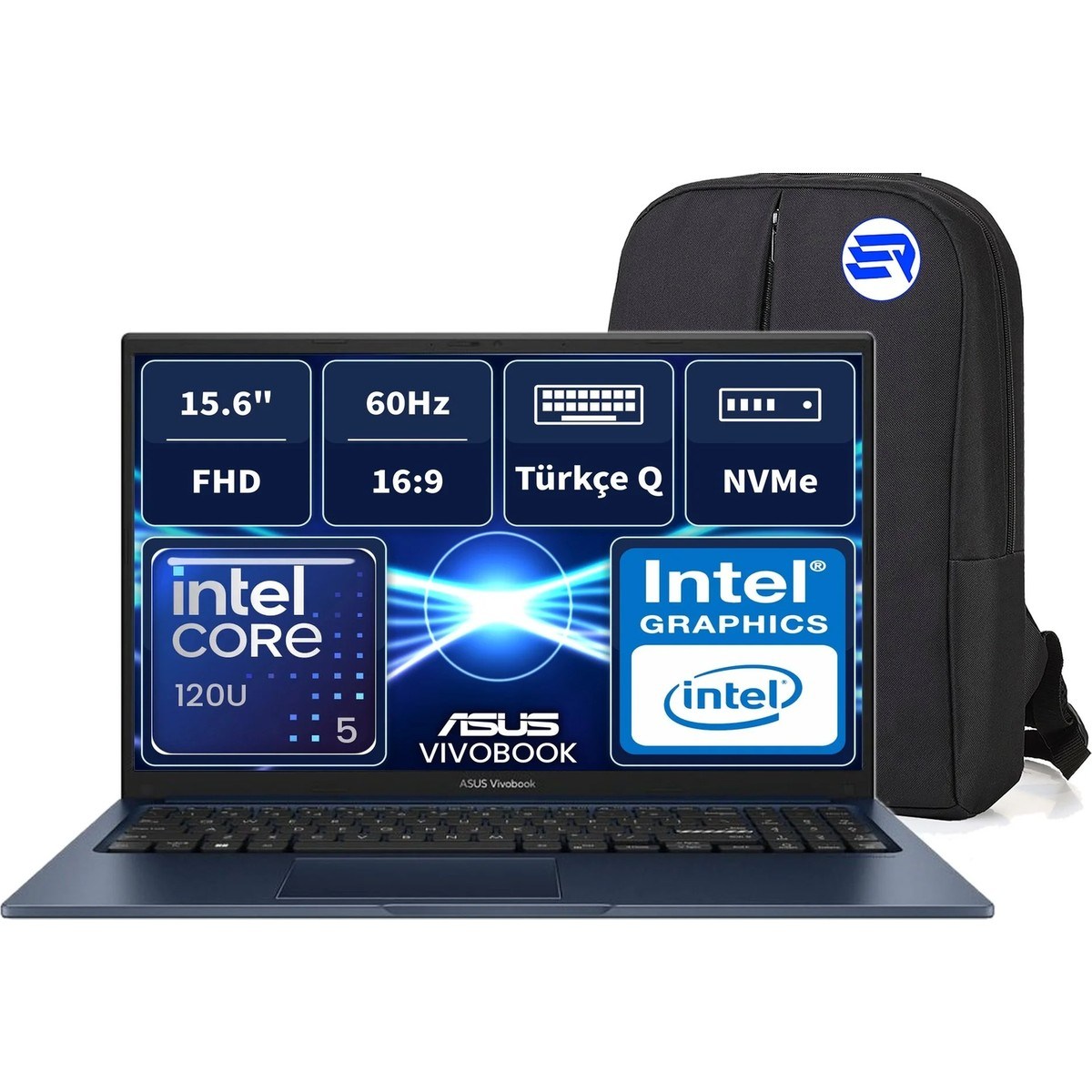 Vivobook 15 X1504VABQ5382WEP4 Core 5 120U 16GBRAM 512GBSSD 15.6'' Fhd Windows 11 Pro + Elektropasaj Çanta