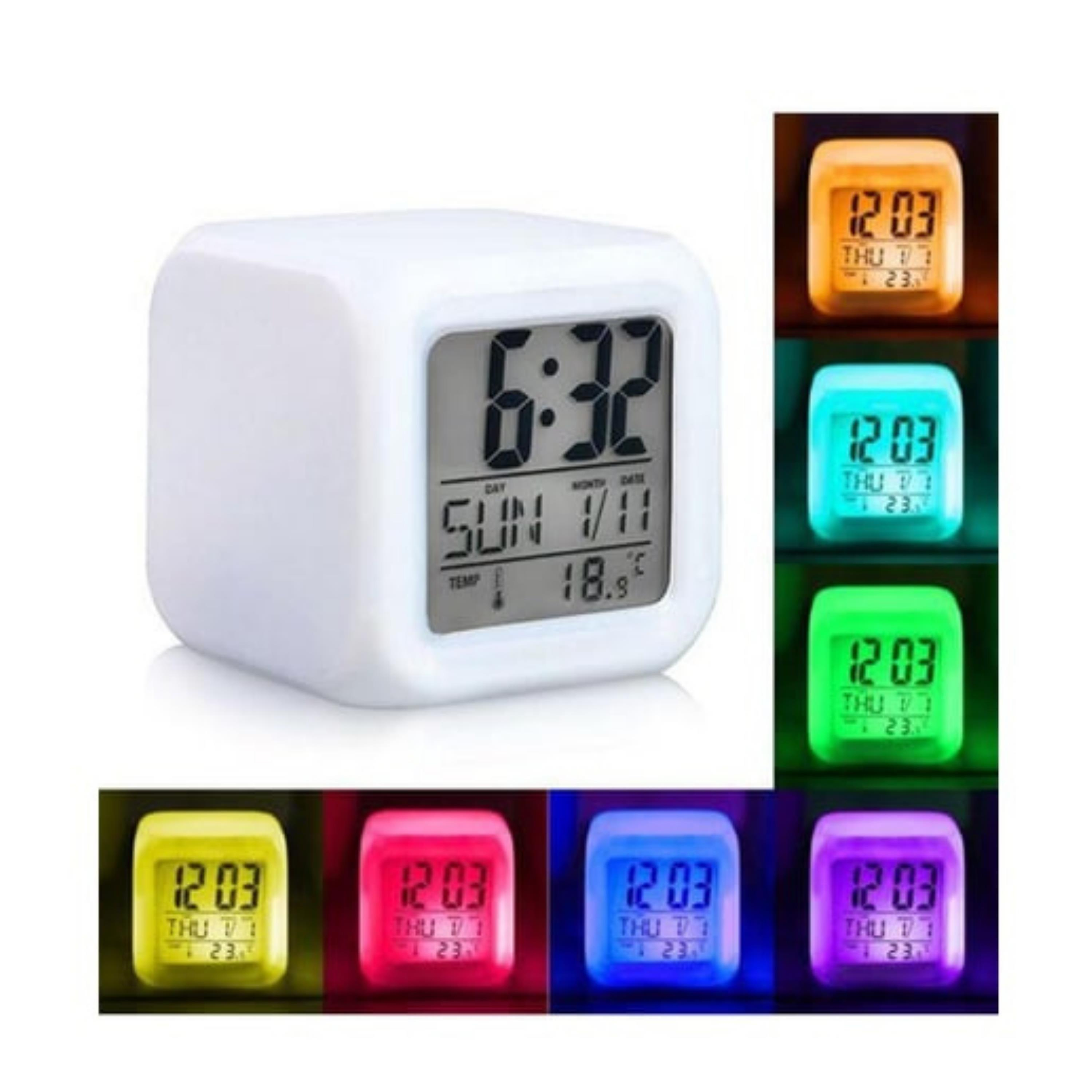 7 Renk Değiştiren Alarmlı Dijital Küp Çalar Saat