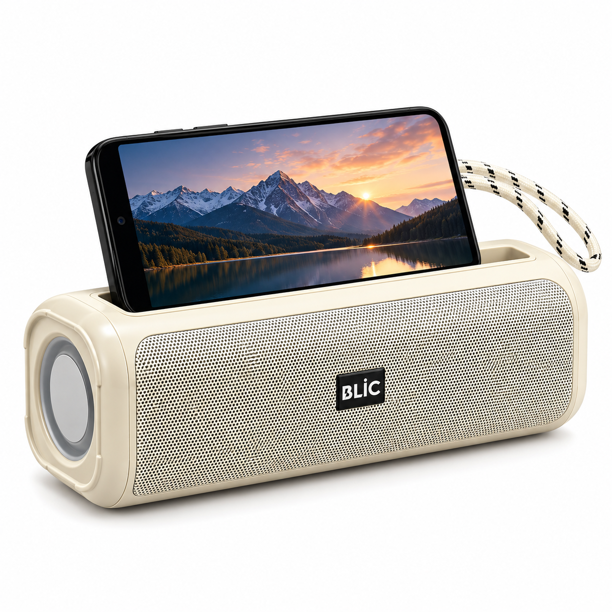 BLS-72 12W Bluetooth 5.4 Kablosuz Hoparlör RGB Işıklı TWS Stereo Destekli 1200 mAh Bataryalı USB TF Kart Girişli Type-C Şarjlı Telefon Standlı Taşınabilir Ses Sistemi