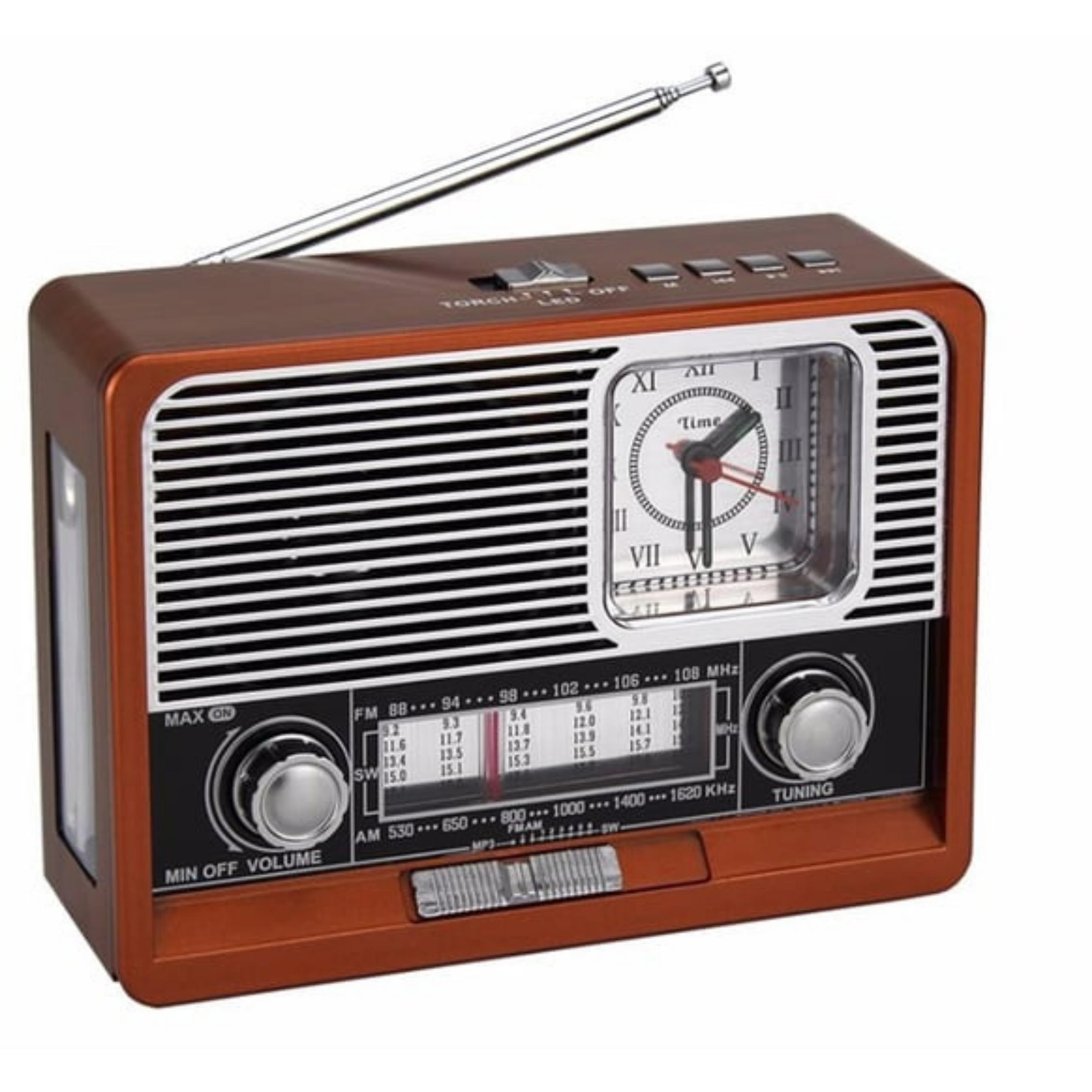 Bluetooth Bağlantılı Saatli Fenerli Nostaljik Radyo